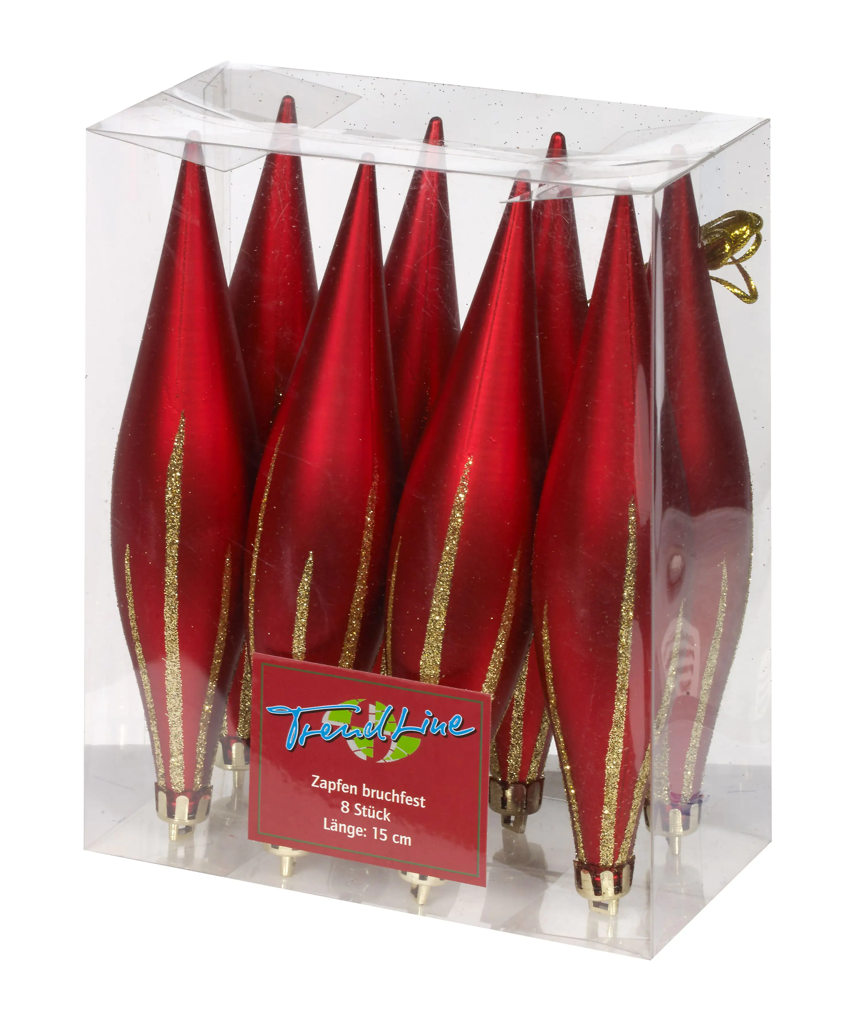 TrendLine Weihnachtskugeln Zapfen bruchfest 15 cm rot 8 Stück TrendLine Weihnachtskugeln Zapfen bruchfest 15 cm rot 8 Stück