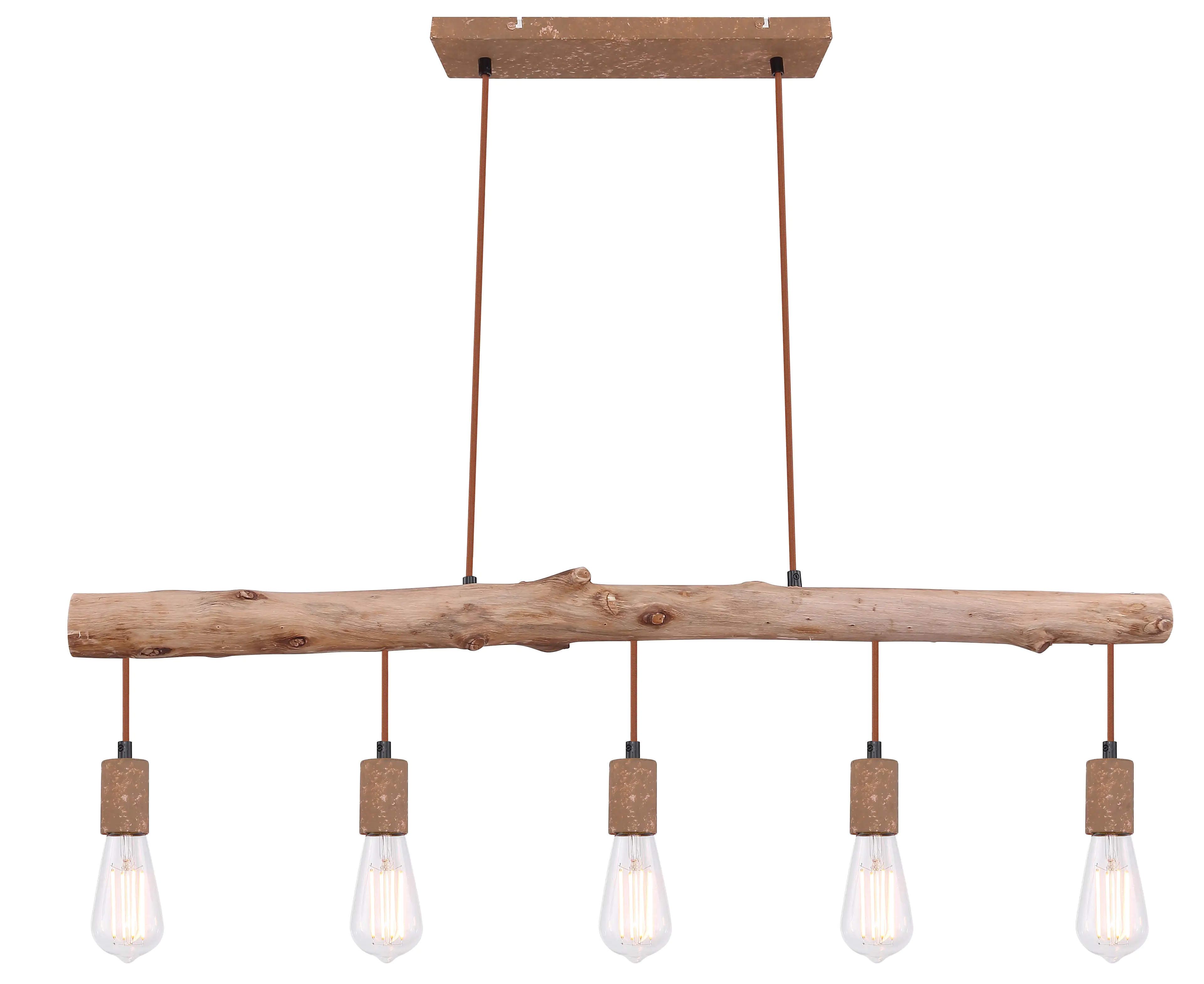9007371389636 Globo 5er Hängeleuchte Jakob rost-holz 100 x 8,5 cm E27, max. 40 W
