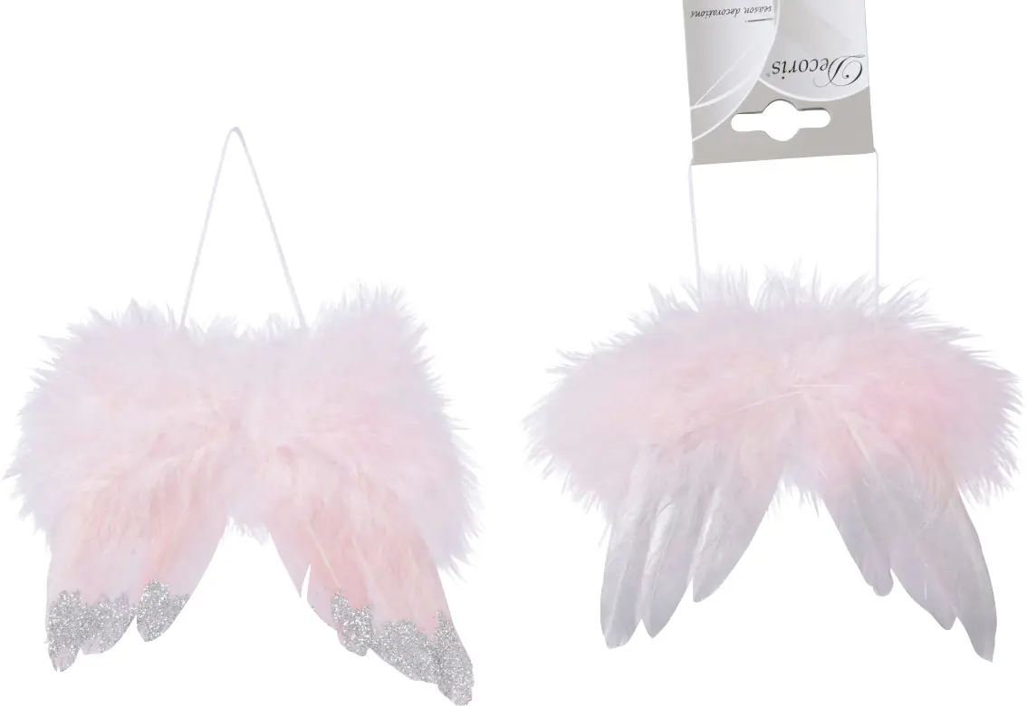 Kaemingk Federflügel rosa 14 x16 cm