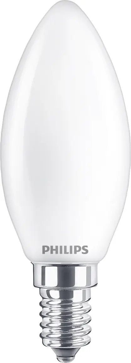 Philips LED-Leuchtmittel Filament Kerzenform B35 E14, 4,3W warmweiß matt