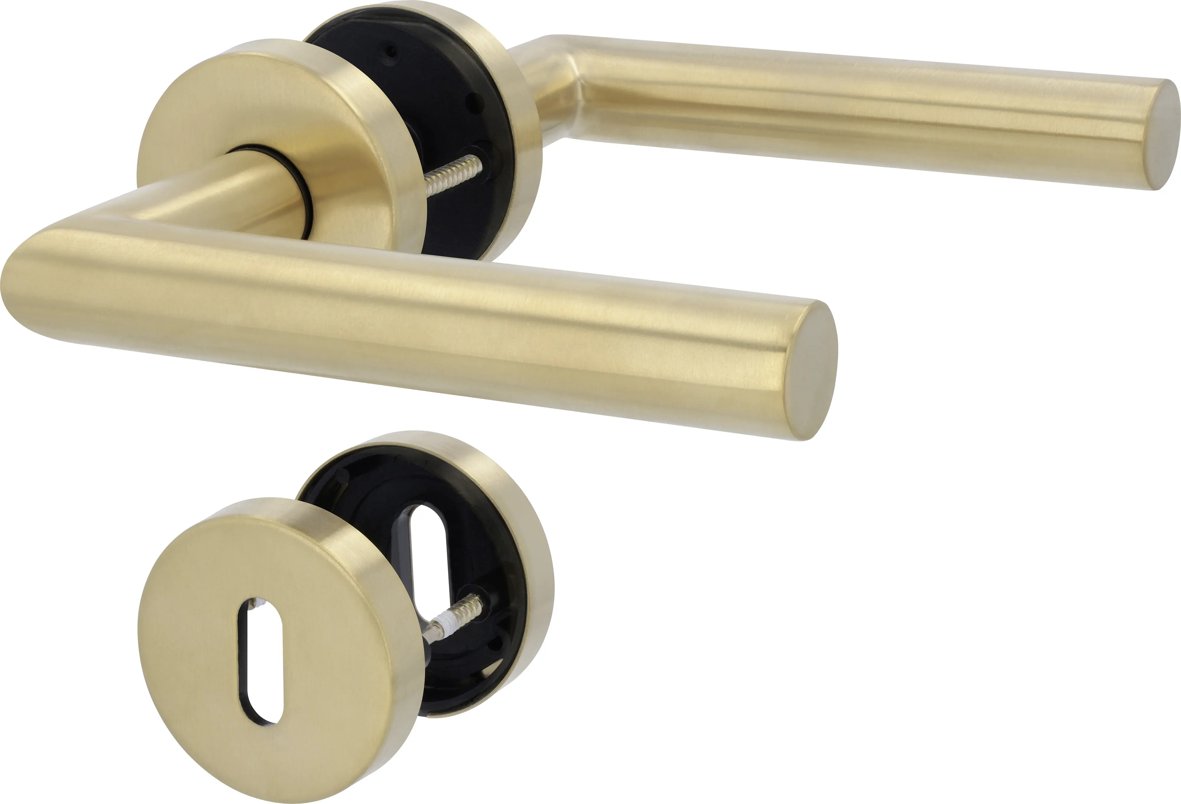 Alpertec Türgriff-Garnitur Rosette Fair I BB Edelstahl gold matt Ø 52 mm