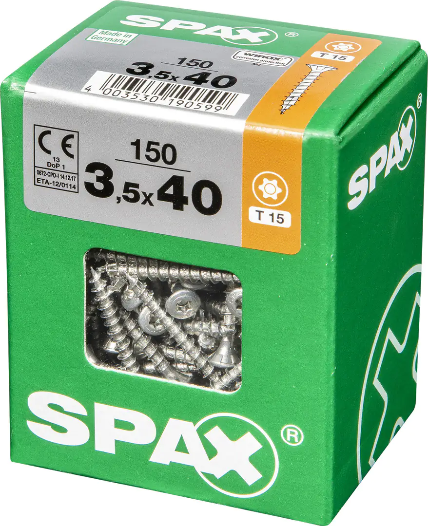 Spax Universalschrauben 3.5 x 40 mm TX 20 Linsenkopf - 150 Stk. Spax Universalschrauben 3.5 x 40 mm TX 20 Linsenkopf - 150 Stk.