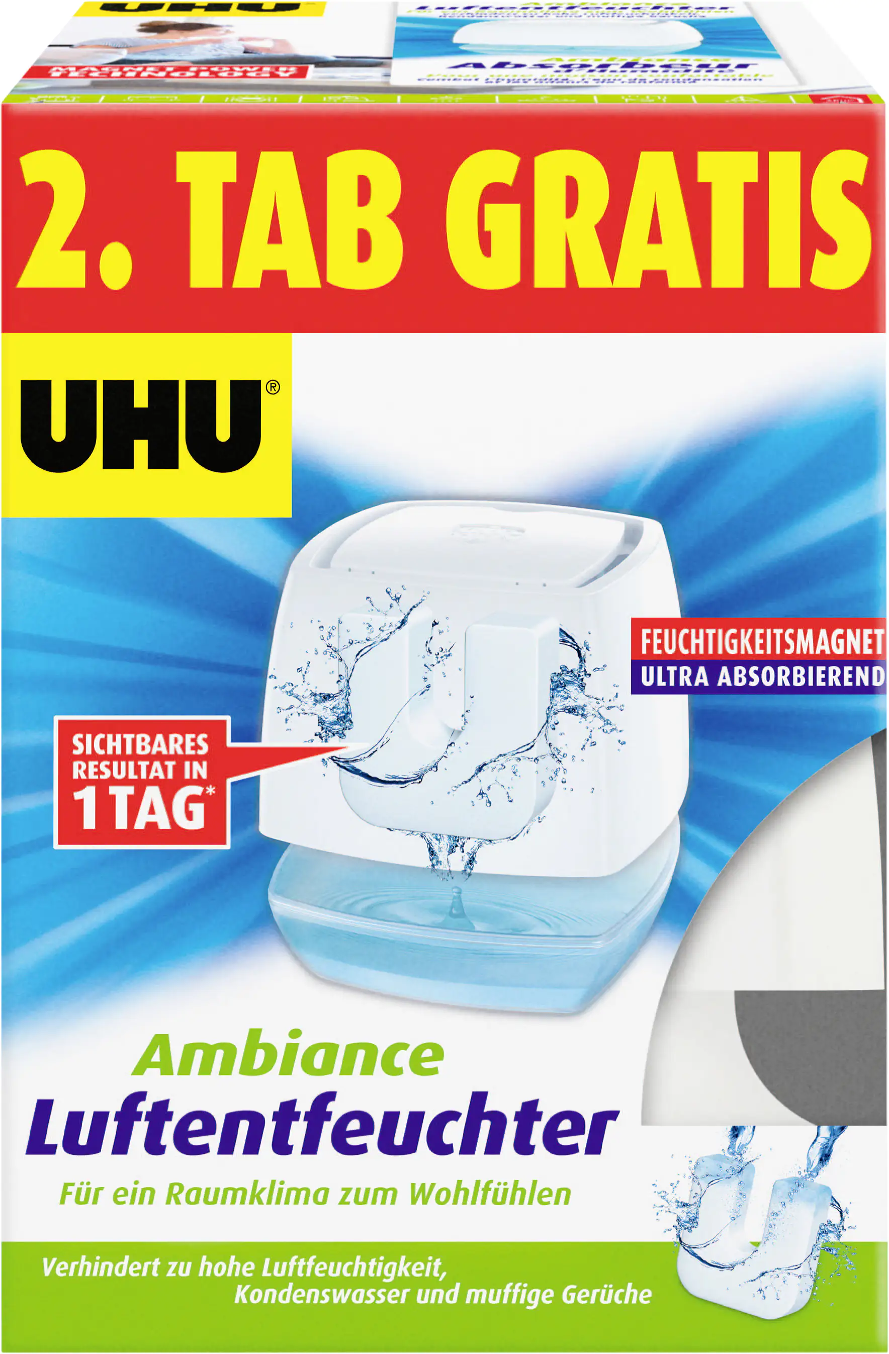 UHU Luftentfeuchter Ambiance weiß, 2. Magnet-Tab Gratis