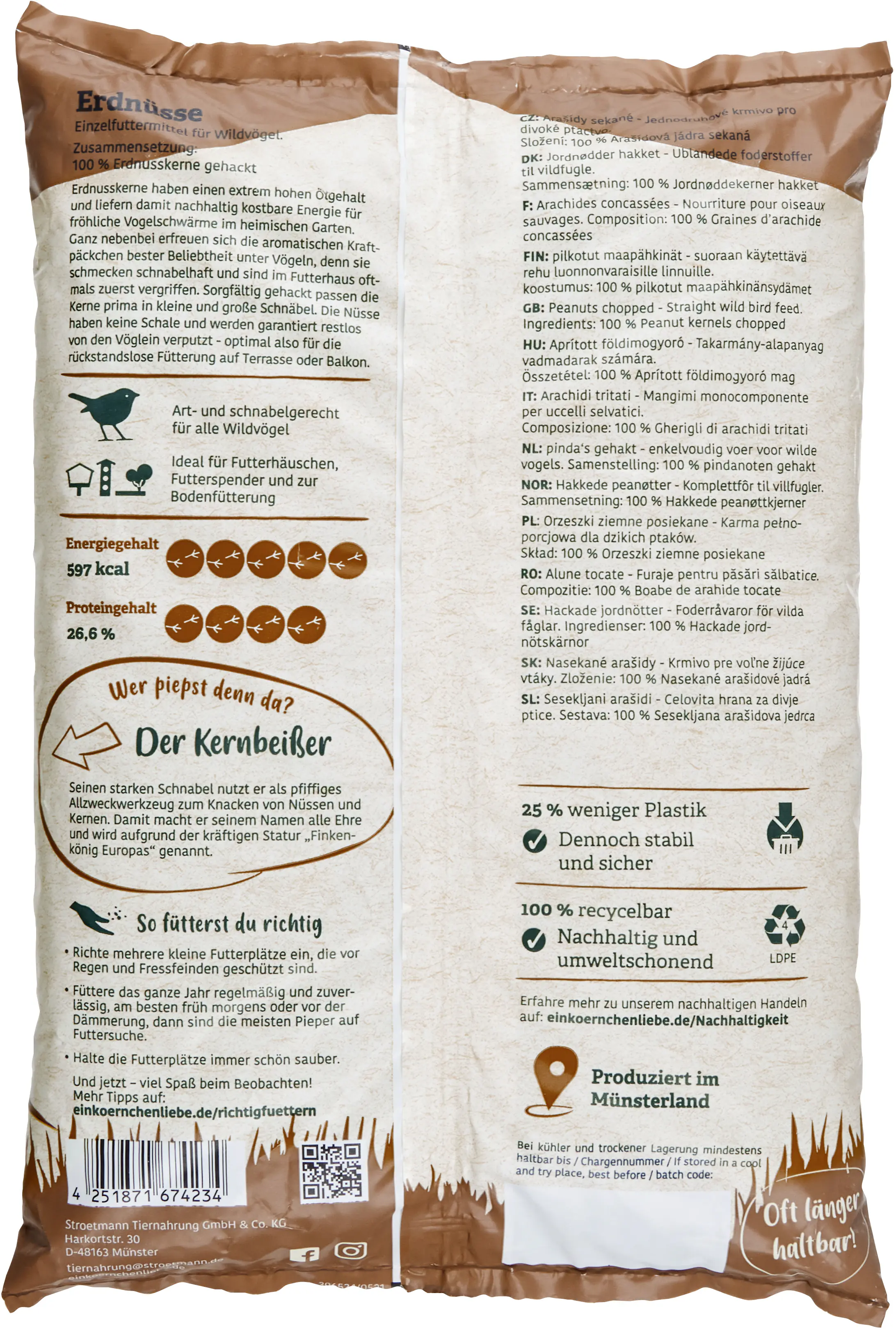 Elles Wildvogelfutter Erdnusskerne gehackt 1 kg