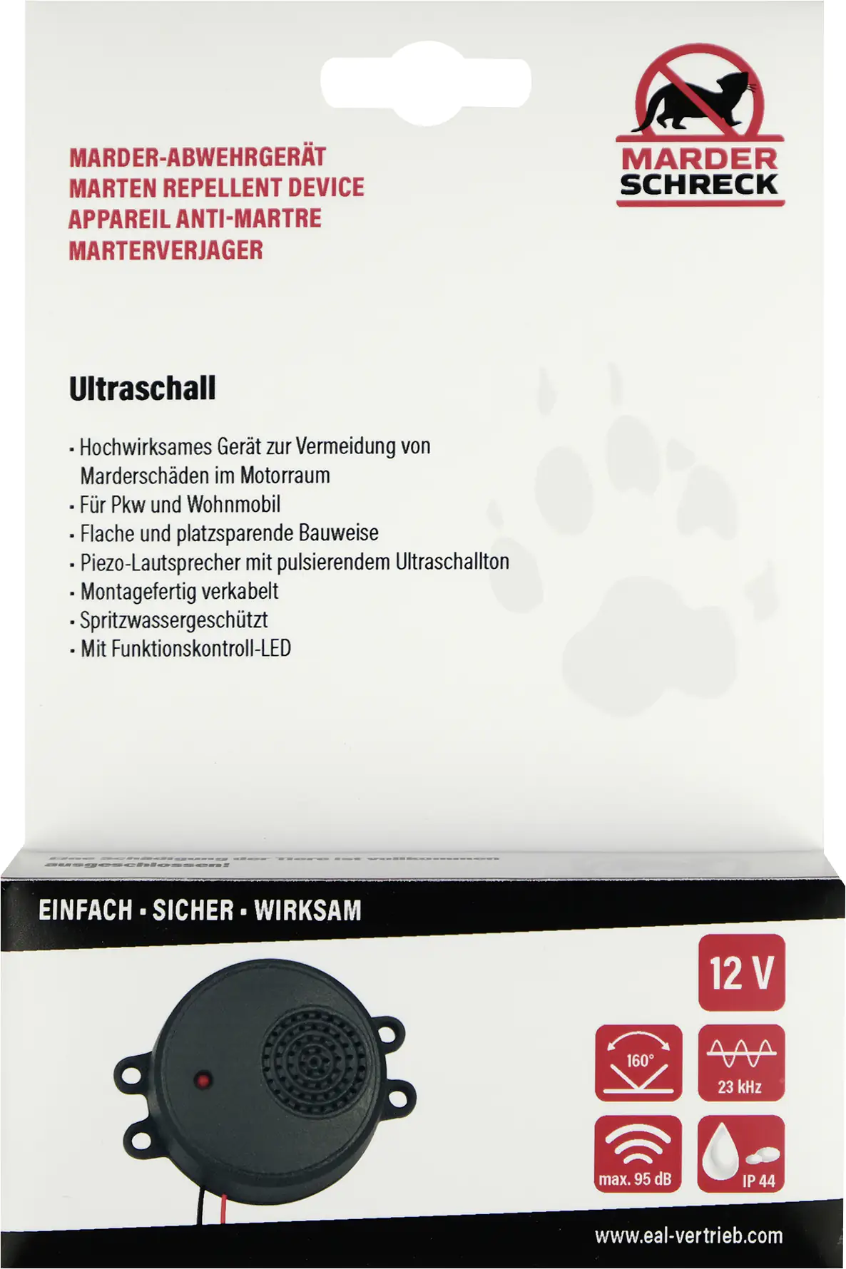 Marderschreck Marderabwehrgerät Ultraschall 12V