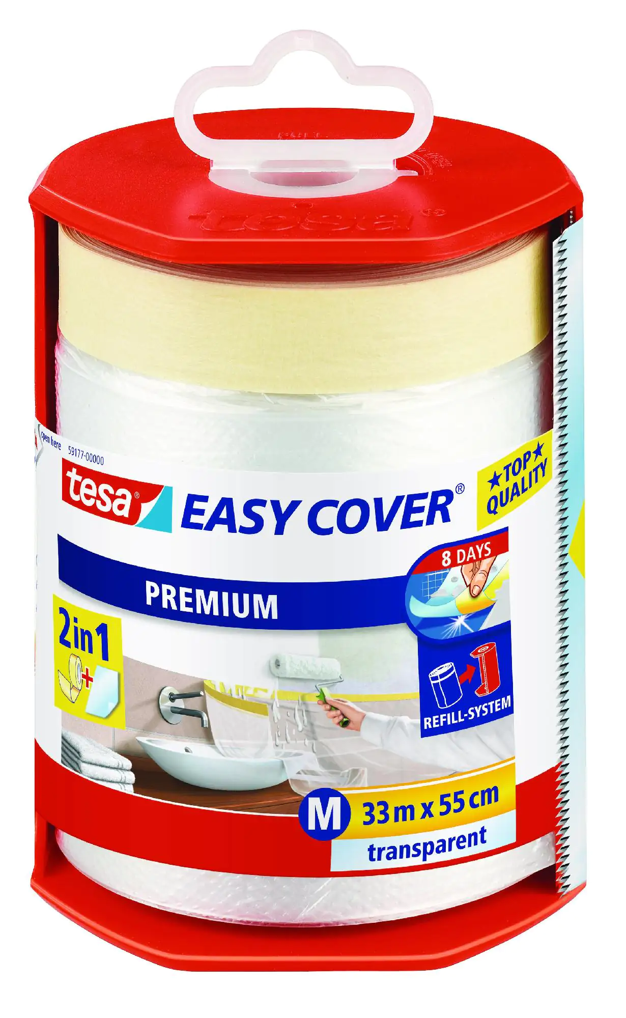 tesa Abdeckfolie mit Malerband (2 in 1) im Abroller 33 m x 0,55 m