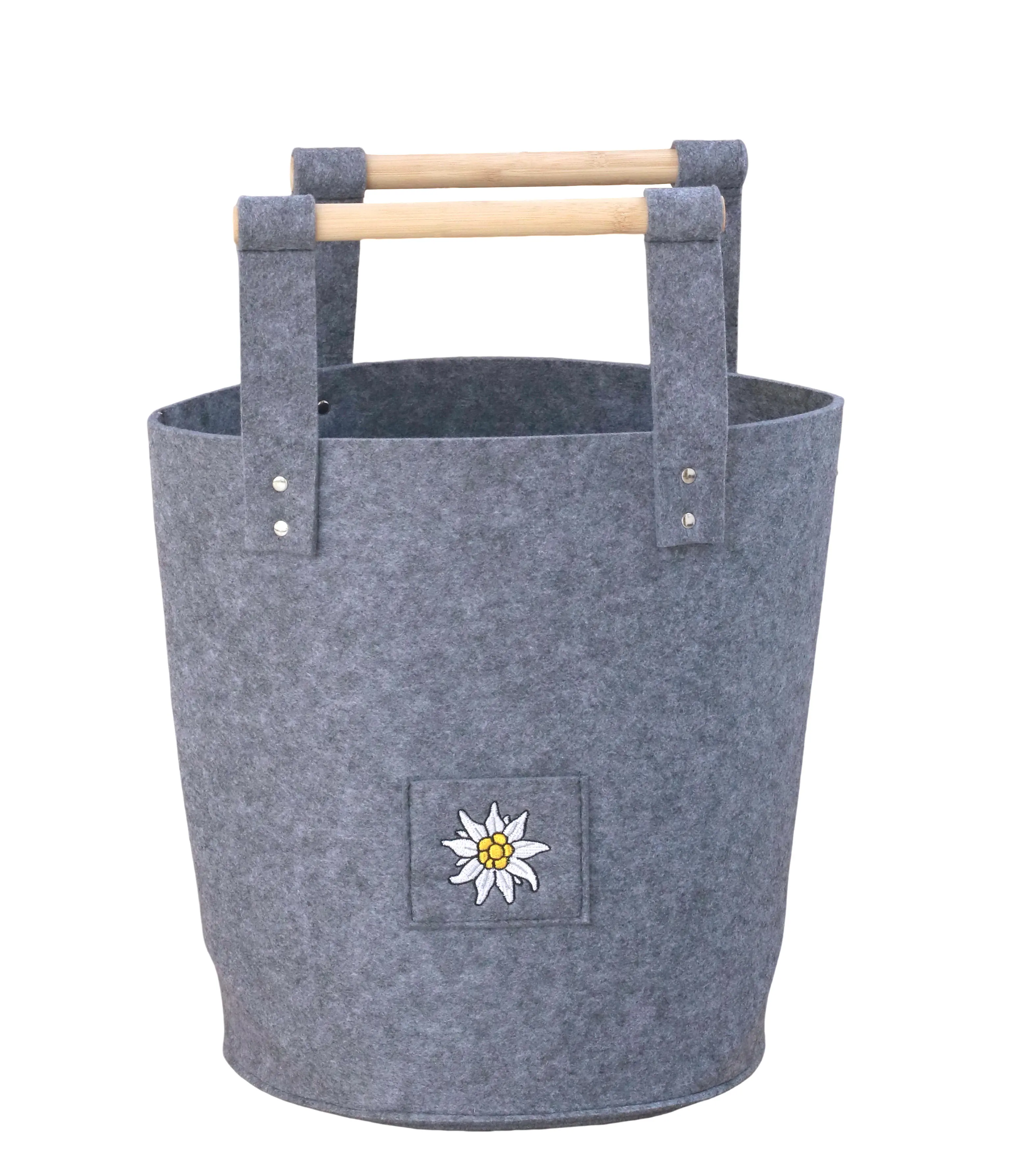 TrendLine Holzkorb Filz Ø 31 x 37 cm dunkelgrau