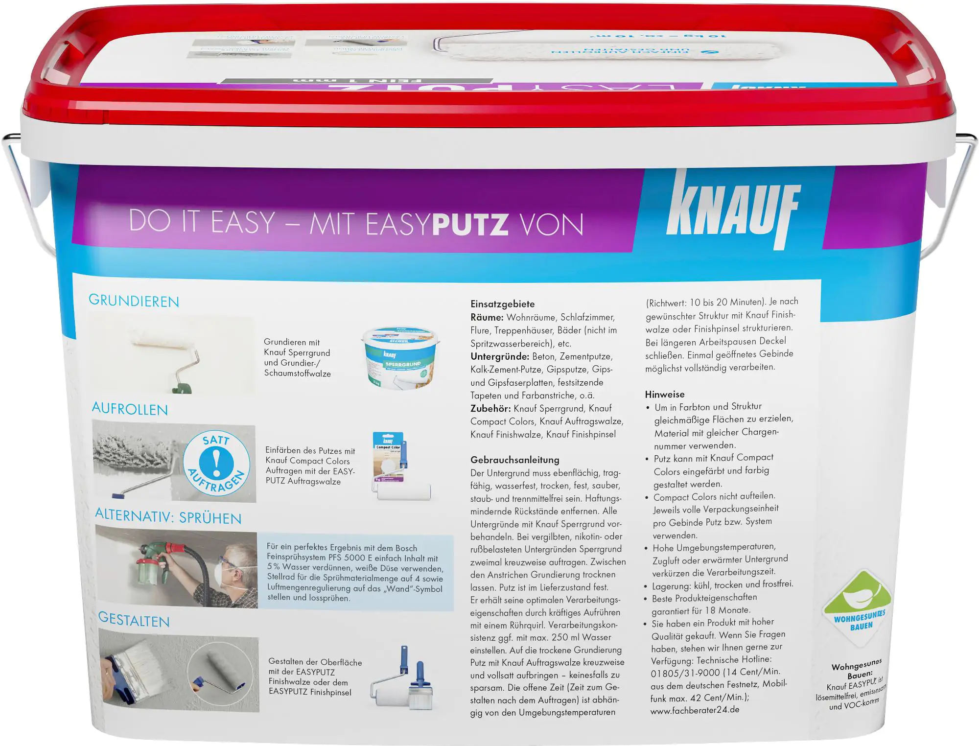 Knauf EasyPutz 10 kg 1 mm fein schneeweiß Knauf EasyPutz 10 kg 1 mm fein schneeweiß