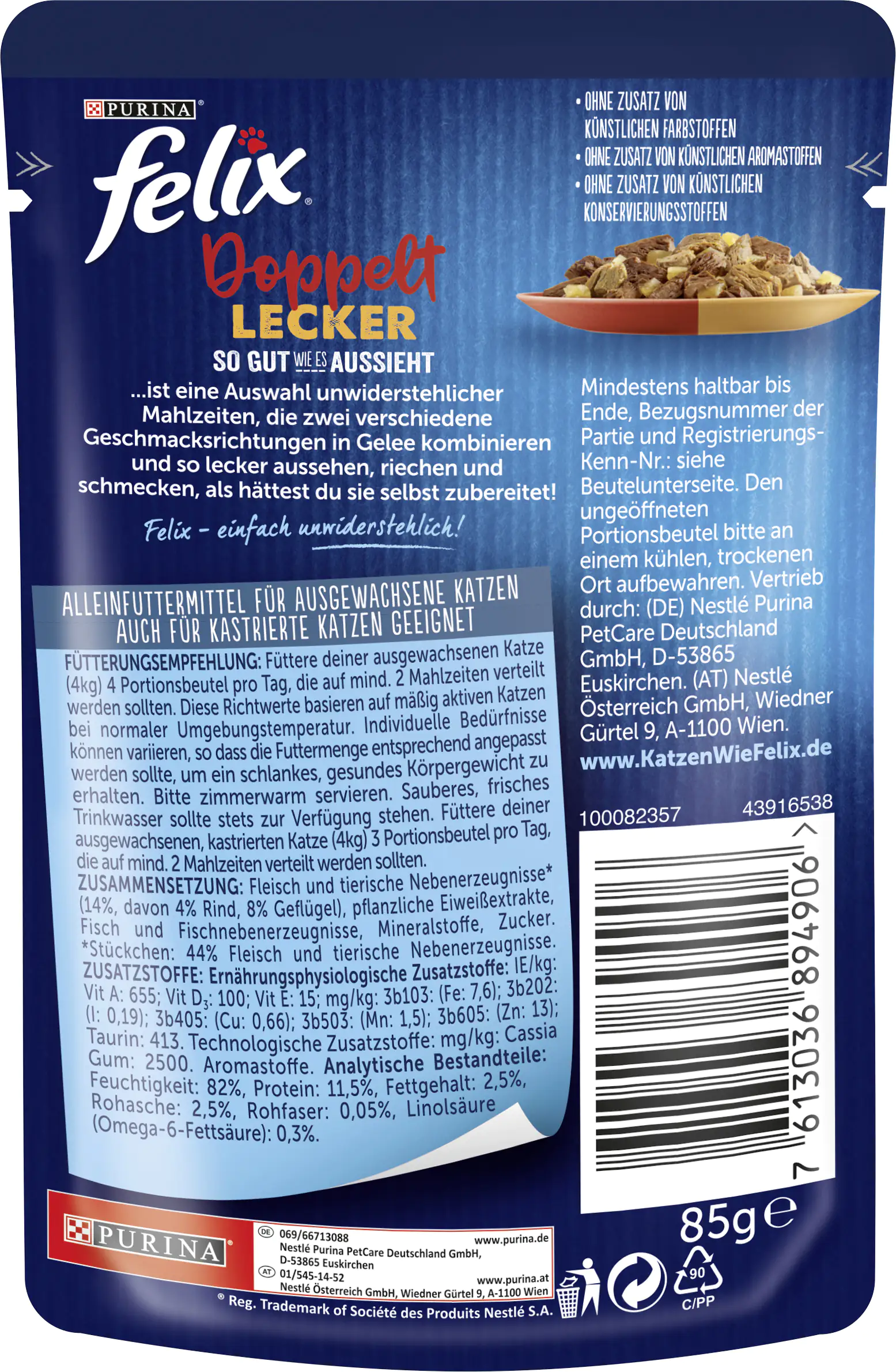 7613036894906_2076630 Felix So gut wie es aussieht Doppelt Lecker Rind und Geflügel 85 g
