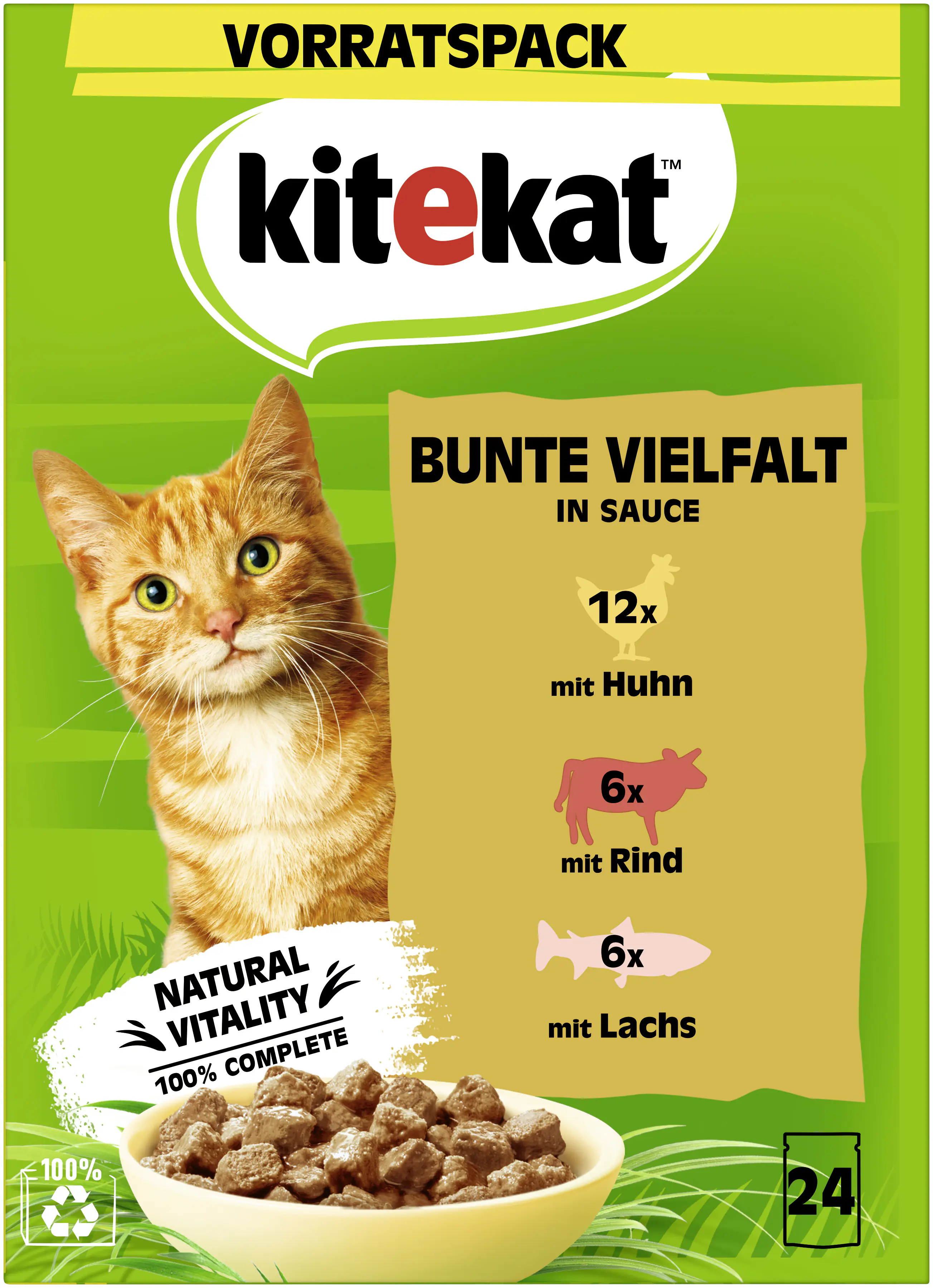 Kitekat Bunte Vielfalt in Sauce Multipack Vorratspack 24x85 g