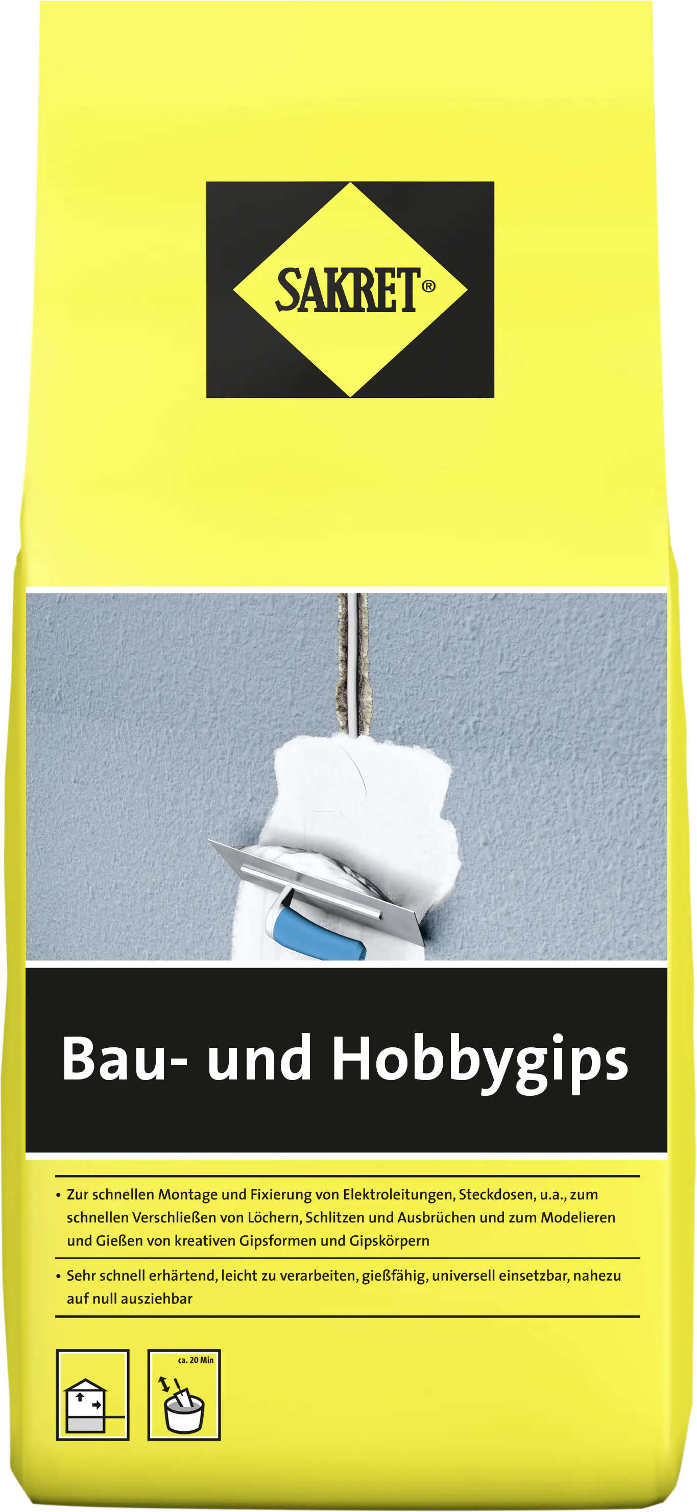 Sakret Bau- und Hobbygips 1,5 kg Beutel weiß Sakret Bau- und Hobbygips 1,5 kg Beutel weiß