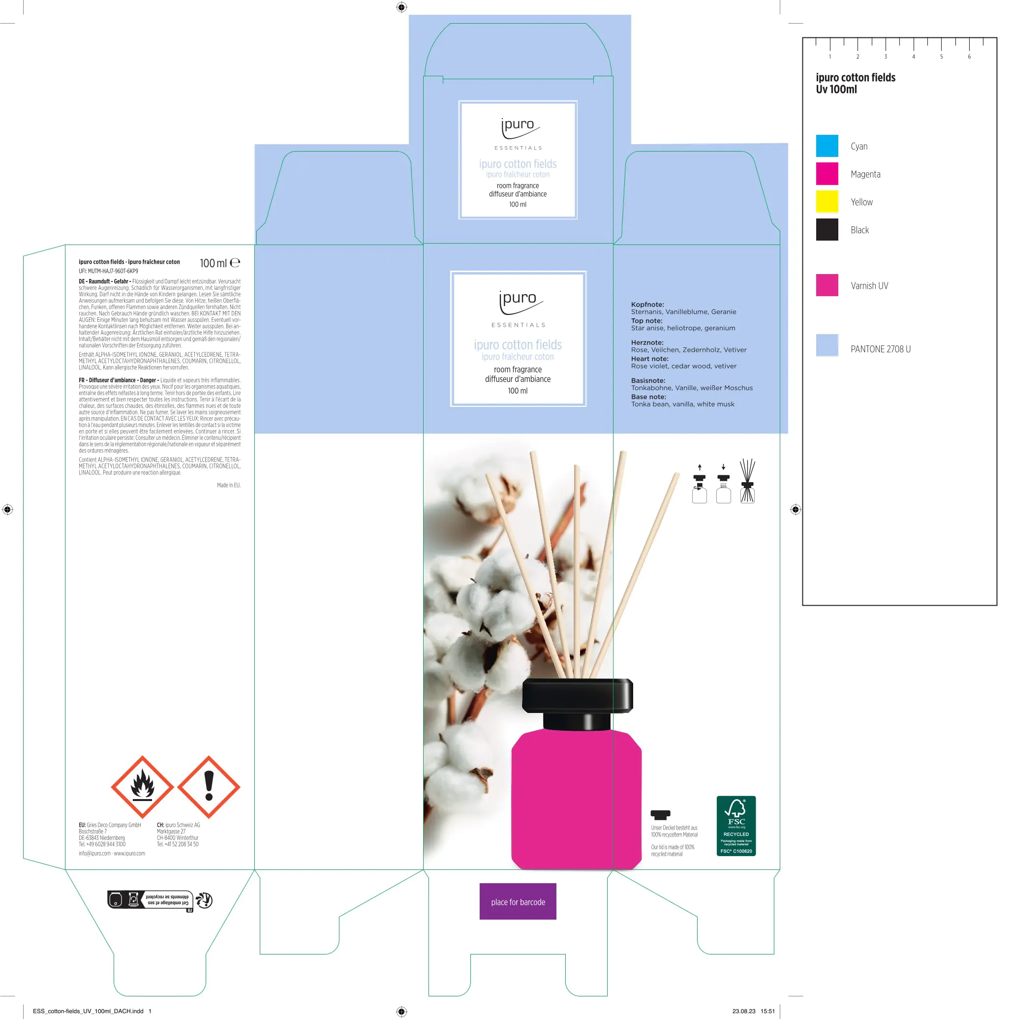 ipuro ESSENTIALS Raumduft Cotton Fields 100 ml