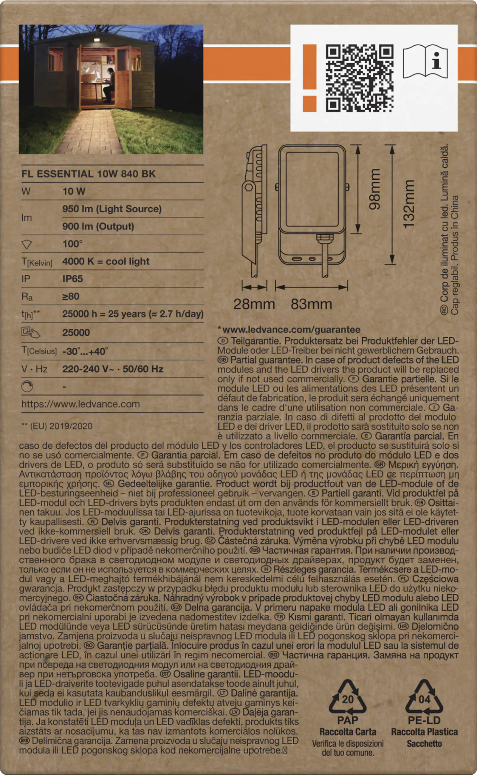 Osram LED-Außenleuchte Floodlight Essential 13,2 cm neutralweiß schwarz