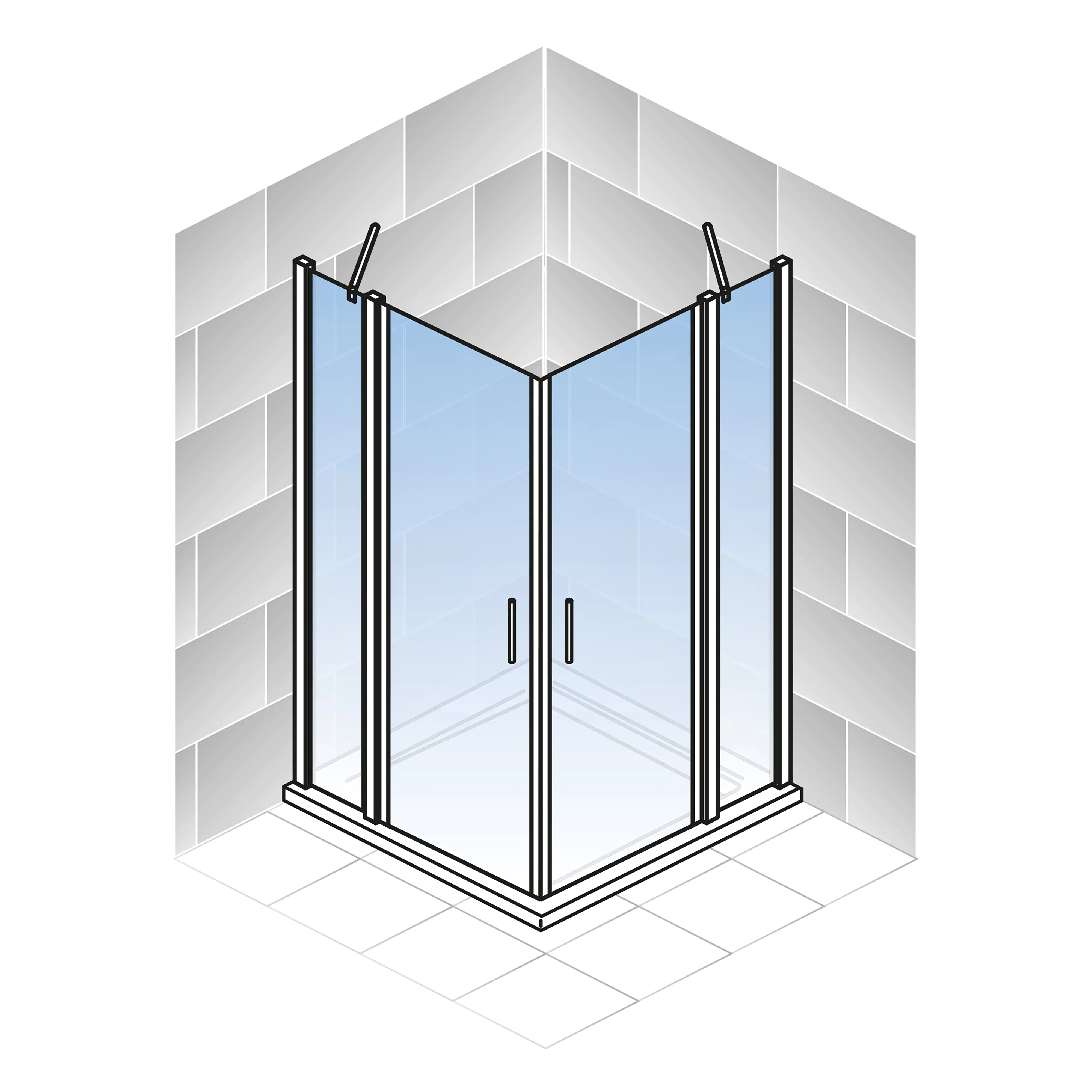 Schulte Eckeinstieg Duschwanne 80 x 80 x 192 cm Alexa Style 2.0