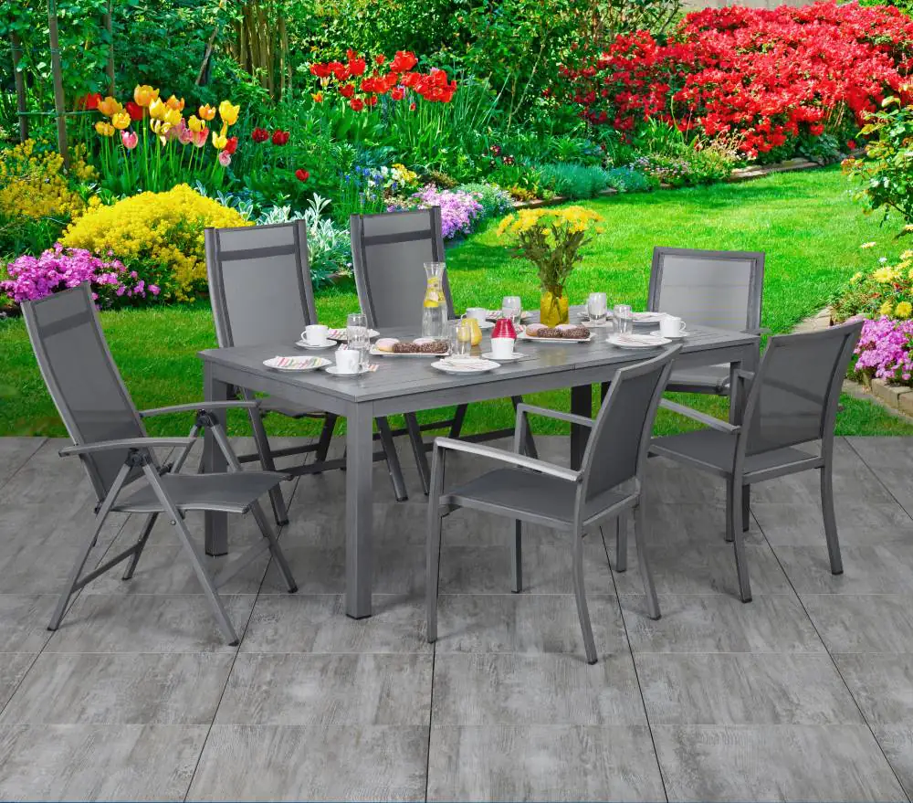 Primaster Alutisch Rivoli 180/240 x 100 x 75 cm, rechteckig grau ausziehbar