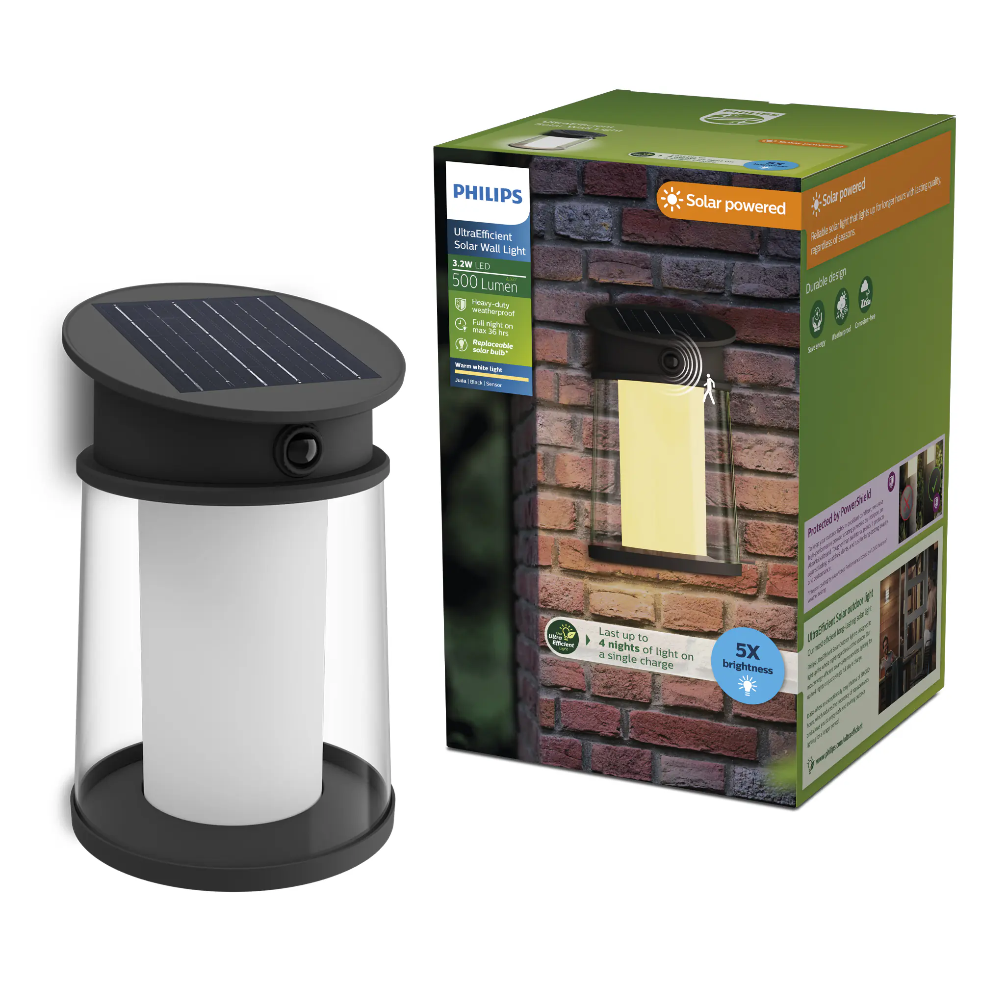 Philips Solar-Wandleuchte Juda 37,5 x 23,5 x 23,5 cm warmweiß Philips Solar-Wandleuchte Juda 37,5 x 23,5 x 23,5 cm warmweiß