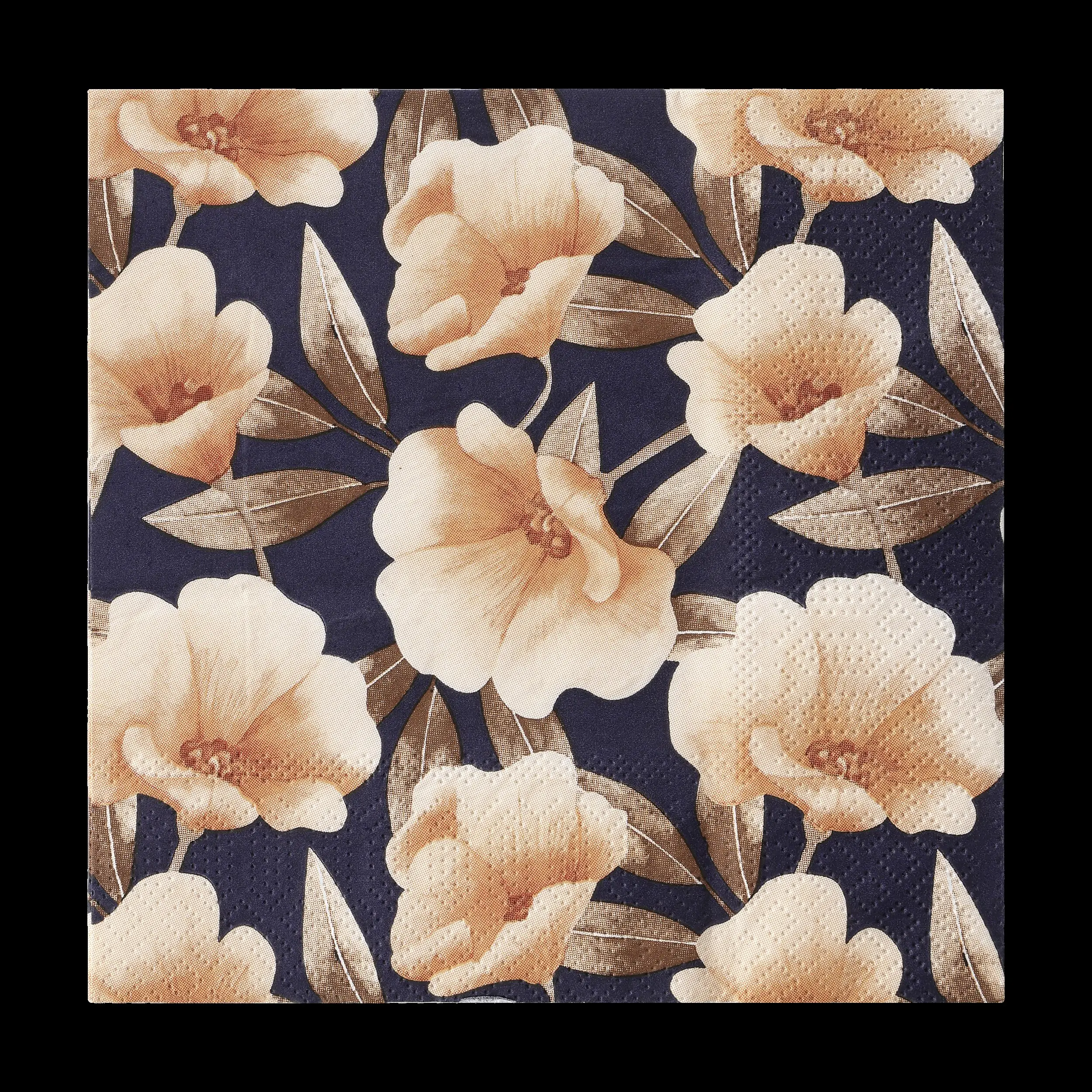 Eglo Servietten Motiv Blüten Mahuli blau apricot 17 x 17 cm - 20er Pack