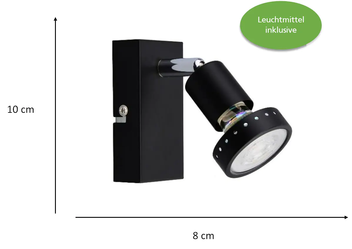 Primaster Wandlampe 1er LED Spot Chicago GU10 10 x 8 cm schwarz