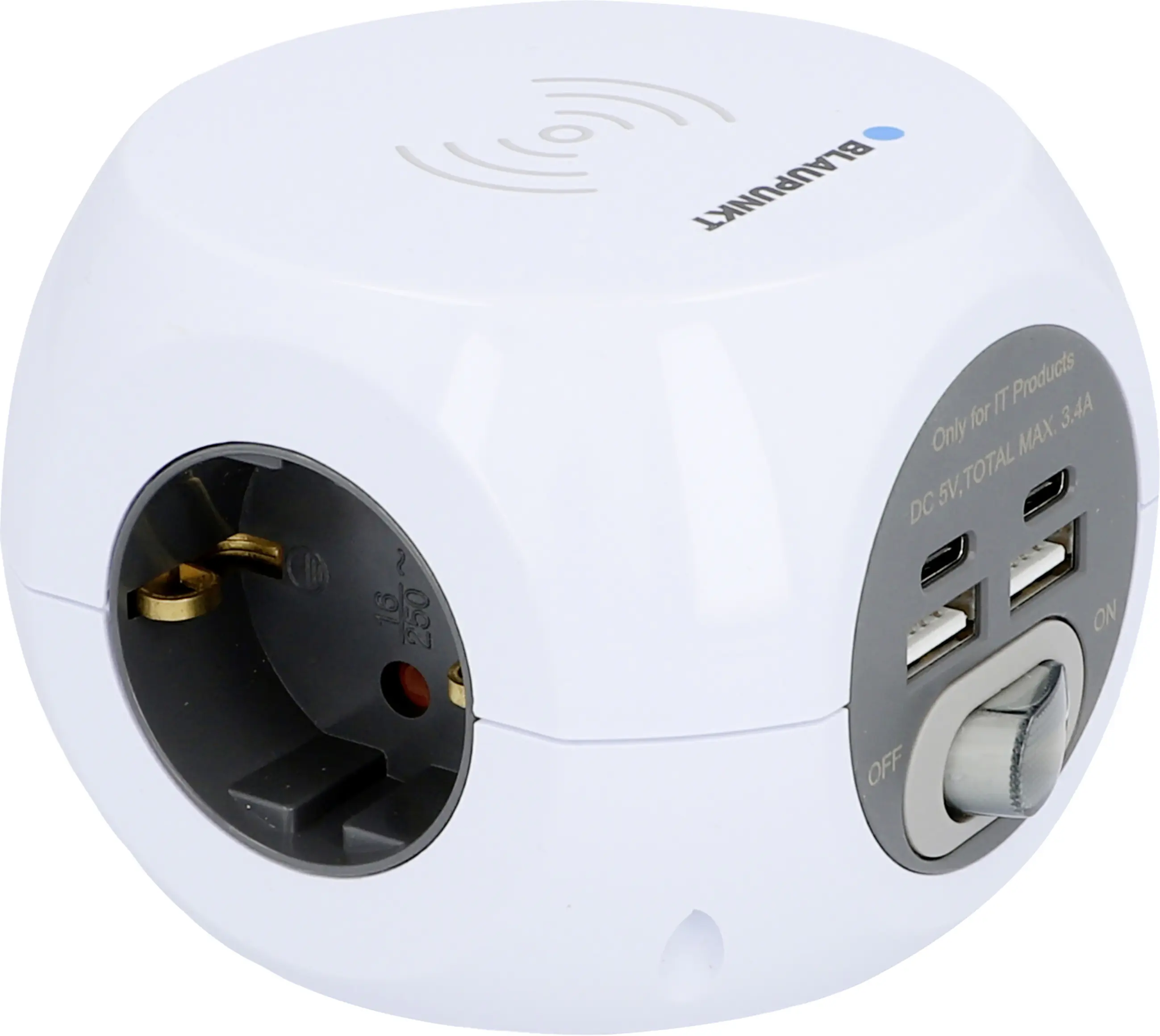 Steckdosen Würfel induktives Laden & USB  A+C, 1,4 m, weiß Steckdosen Würfel induktives Laden & USB  A+C, 1,4 m, weiß