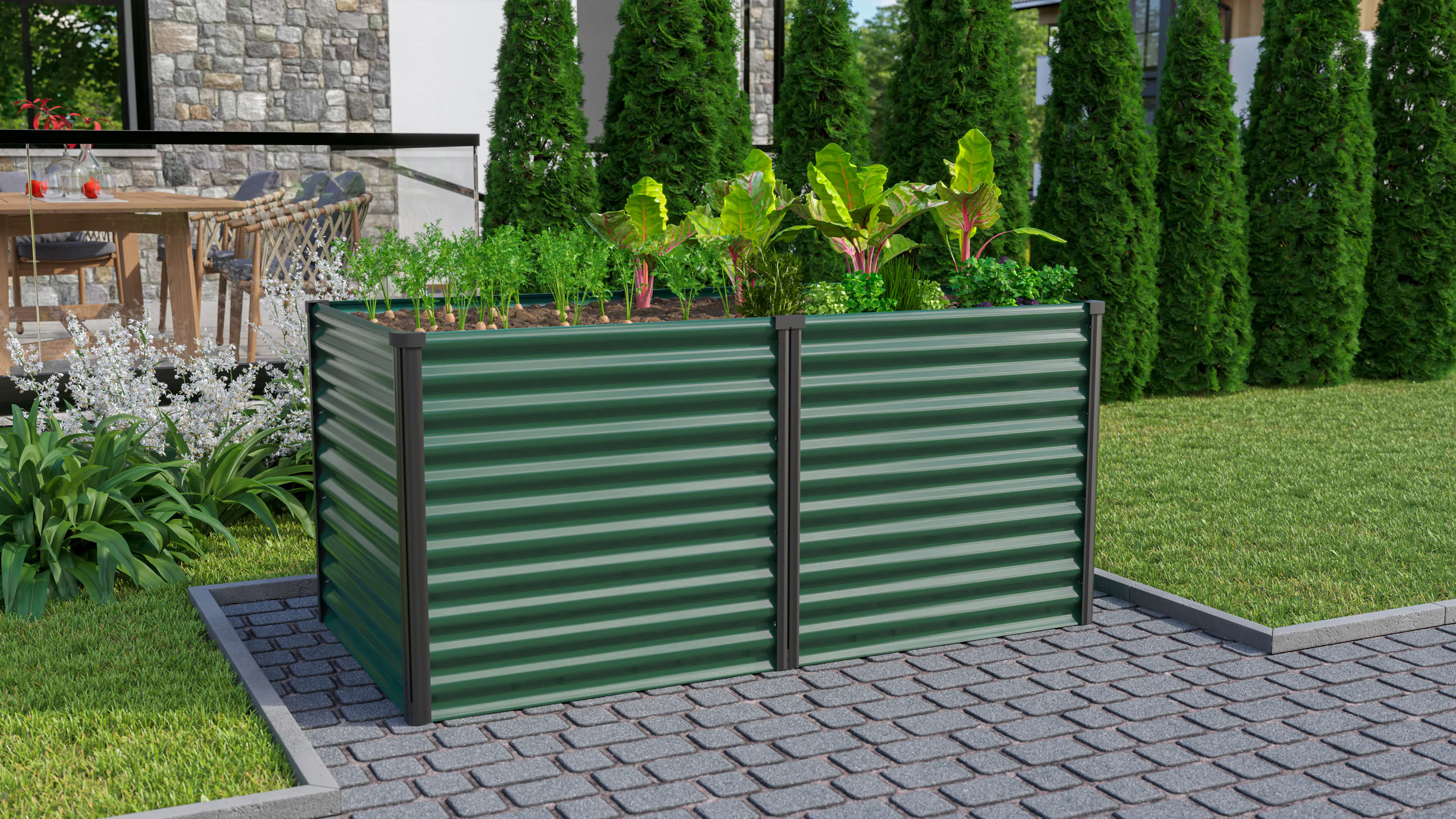 Vitavia Hochbeet Meta 96 x 188 x 86 cm seegras/schwarz