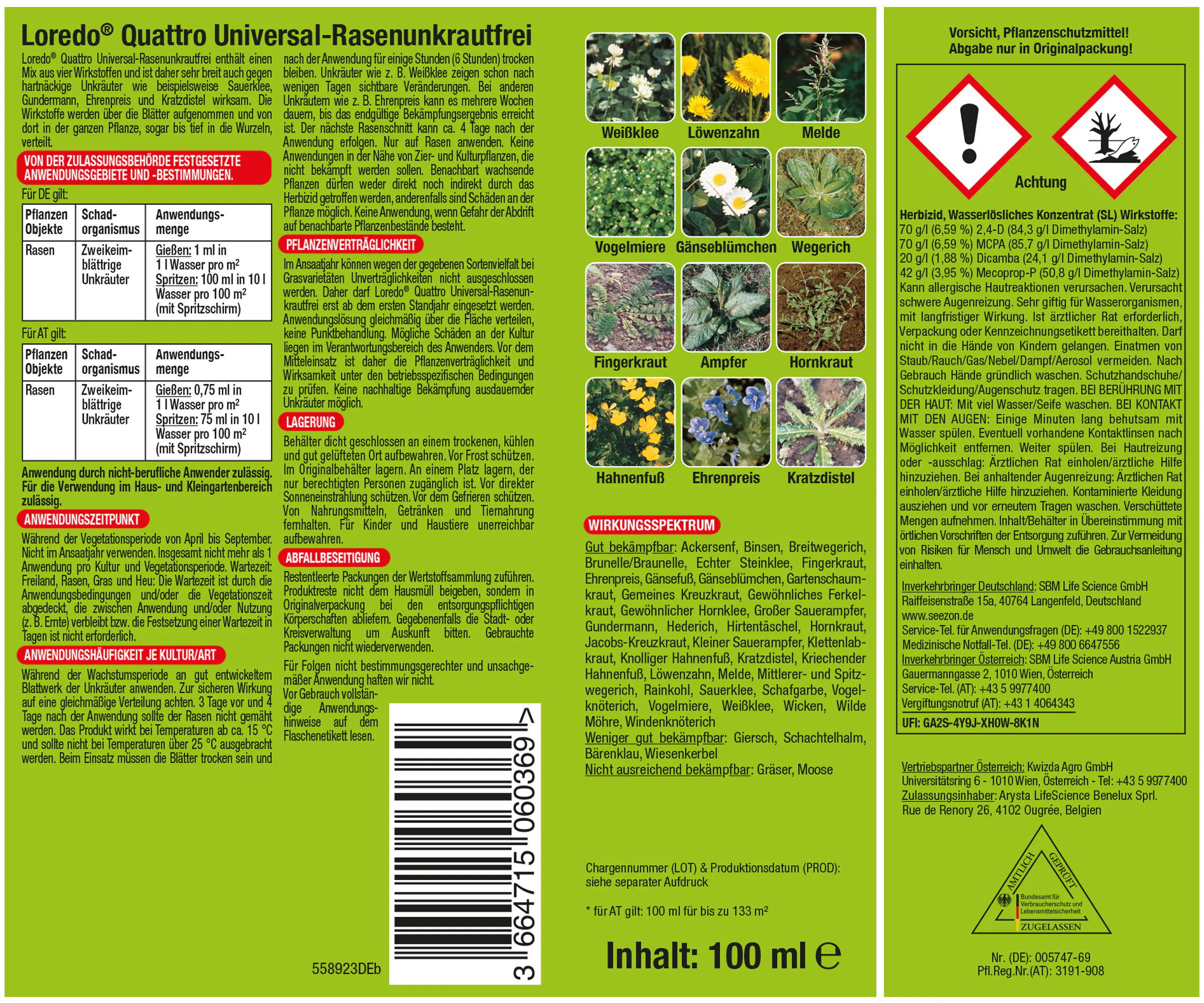 Protect Garden Loredo Quattro Universal Rasenunkrautfrei 100 ml