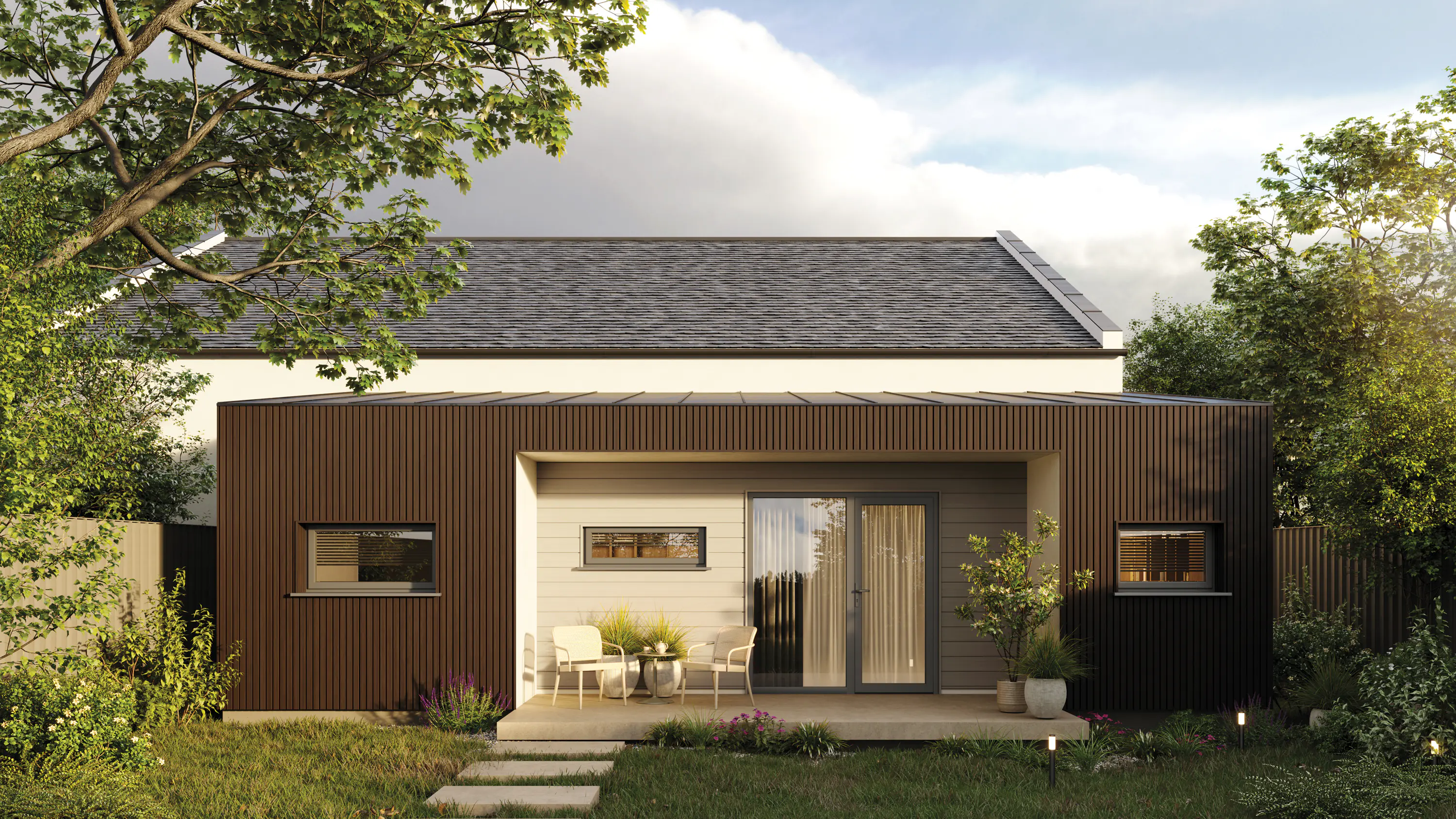 Fassadenverkleidung PVC 295 x 28,3 cm walnuss/schwarz