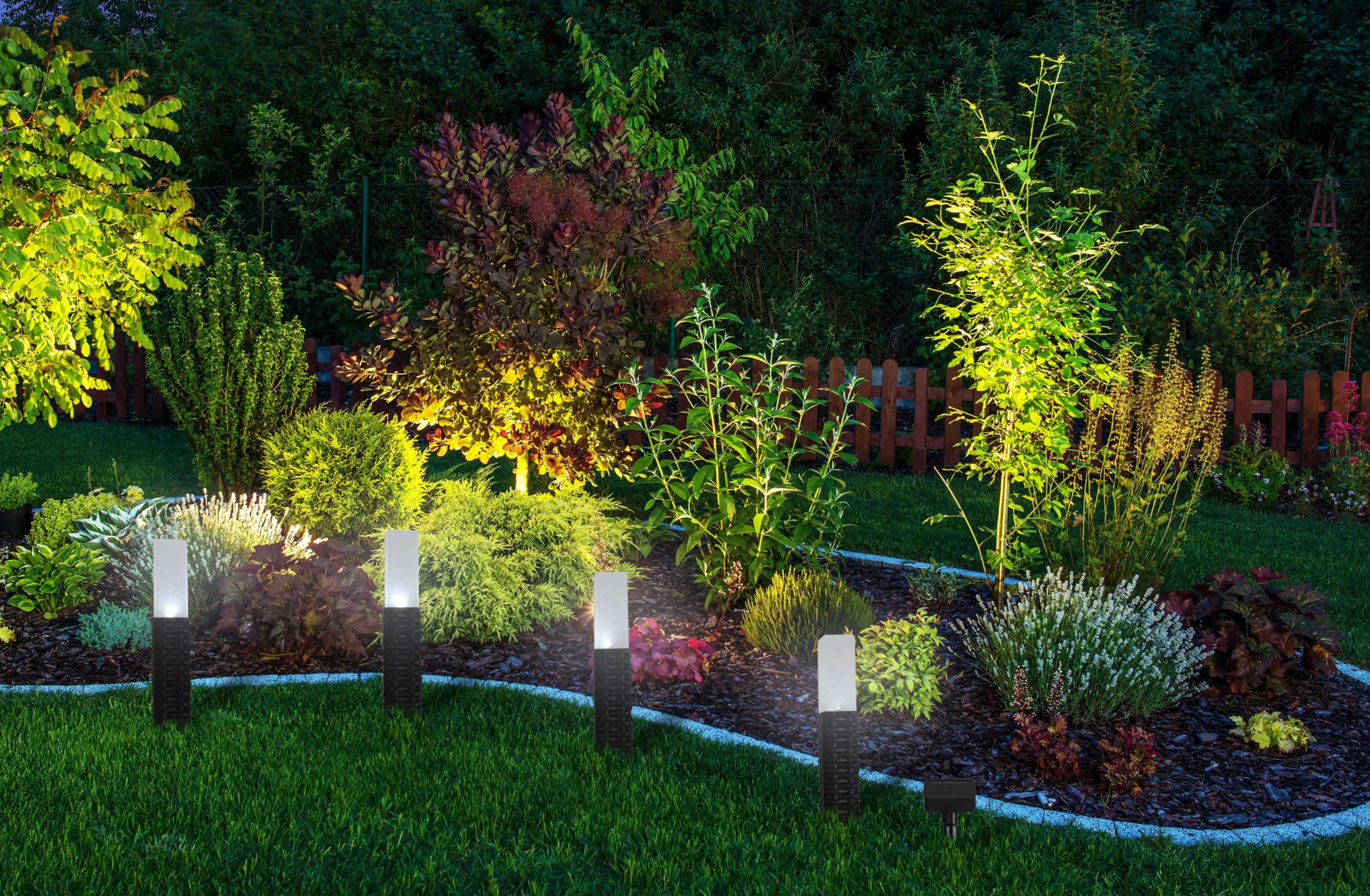 Näve Solar-Gartenleuchte LED mit Dämmerungssensor Merle 26 cm schwarz 4er Set