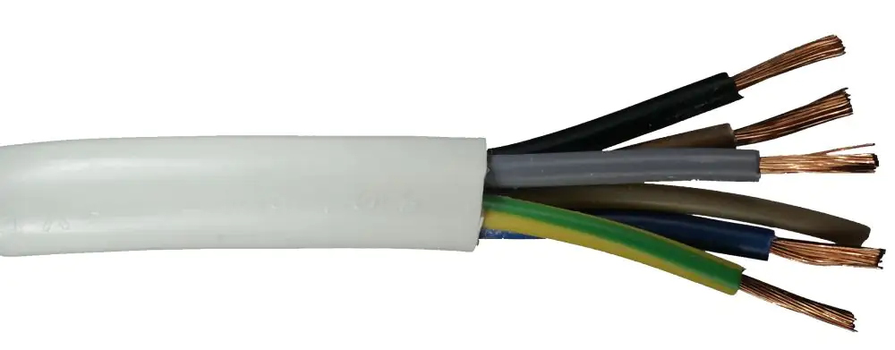 Schlauchleitung H05VV-F 5 x 1,5 - 1 Meter, weiß