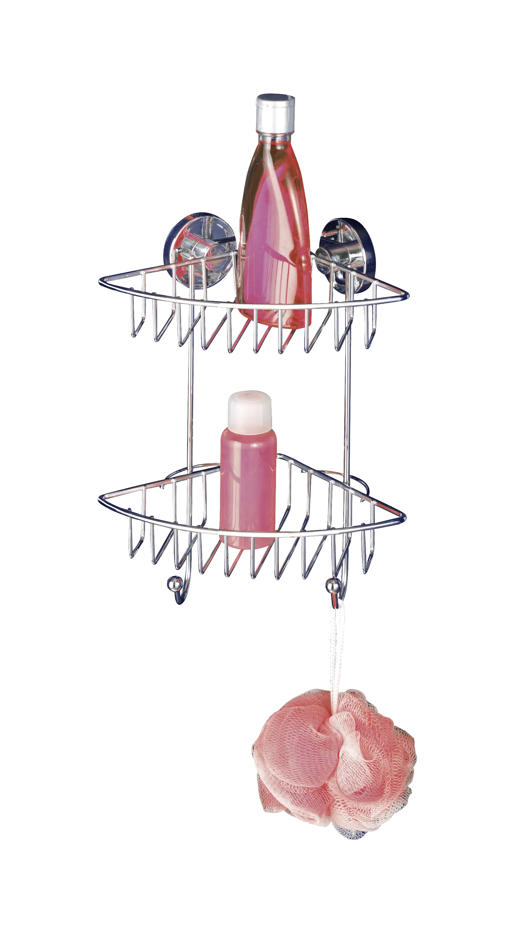 Wenko Eckduschkorb Vacuum-Loc Stahl, chrom, 2 Ablagen