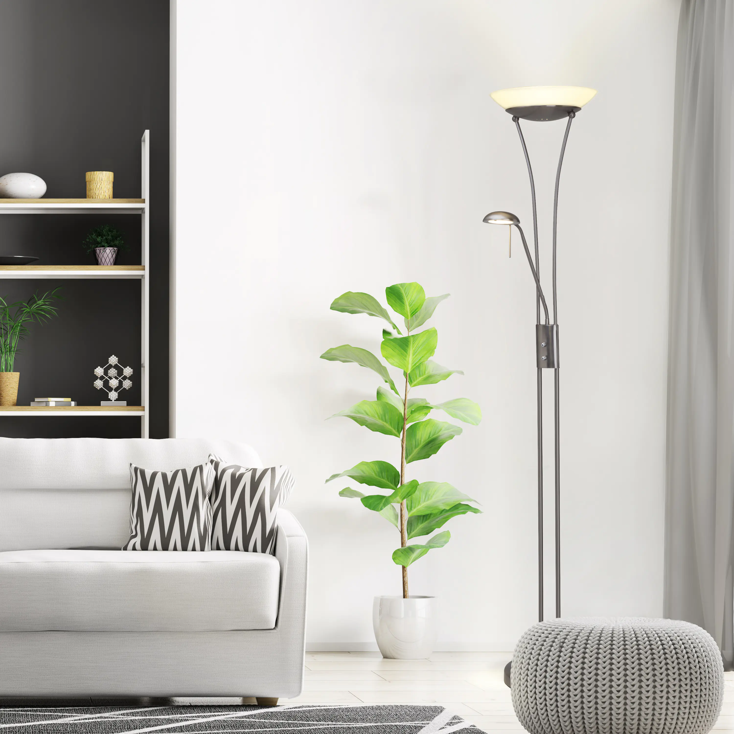 Brilliant LED Deckenfluter mit Lesearm 180 cm Finn weiß Brilliant LED Deckenfluter mit Lesearm 180 cm Finn weiß