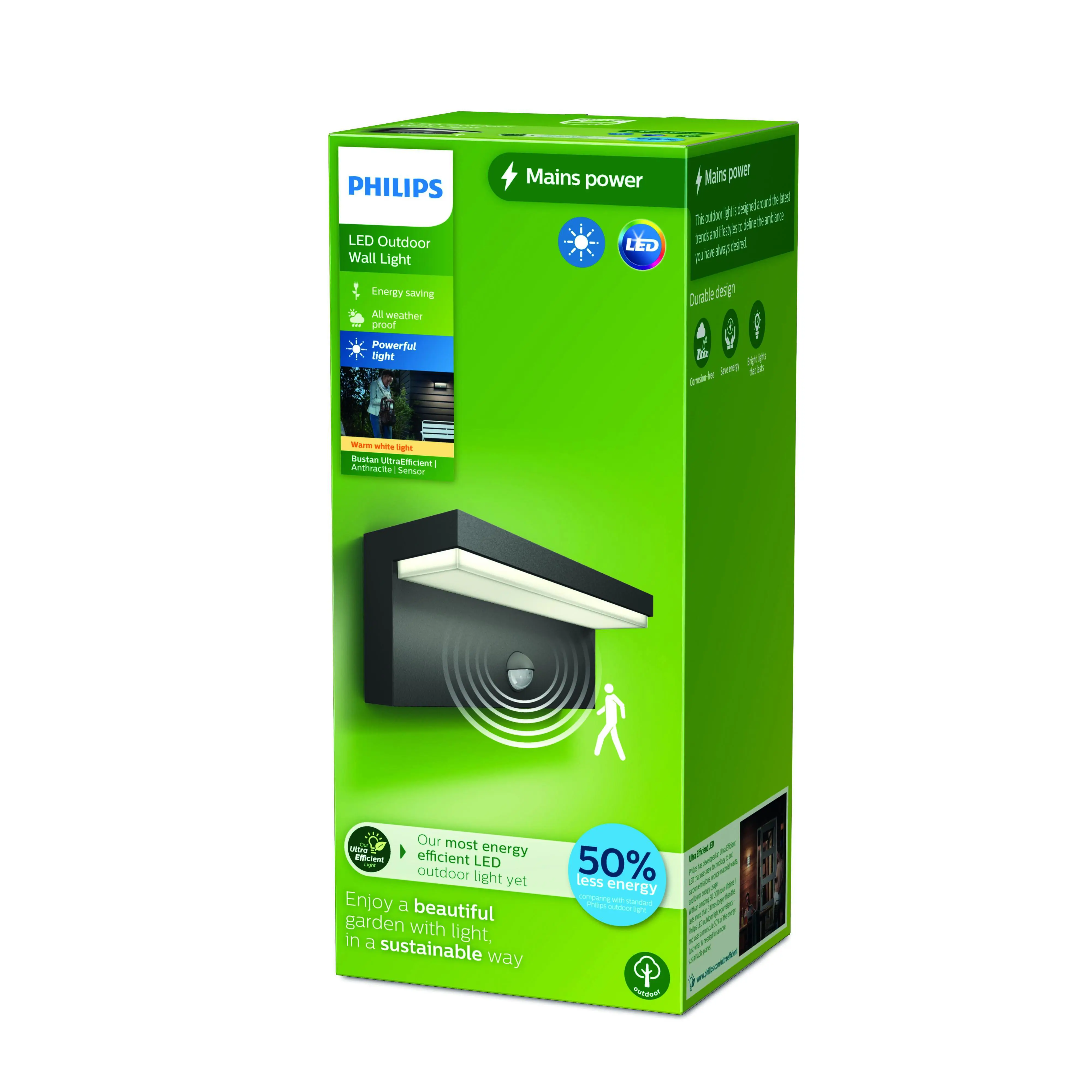 Philips LED Außenwandleuchte Bustan anthrazit mit Bewegunsmelder warmweiß Philips LED Außenwandleuchte Bustan anthrazit mit Bewegunsmelder warmweiß