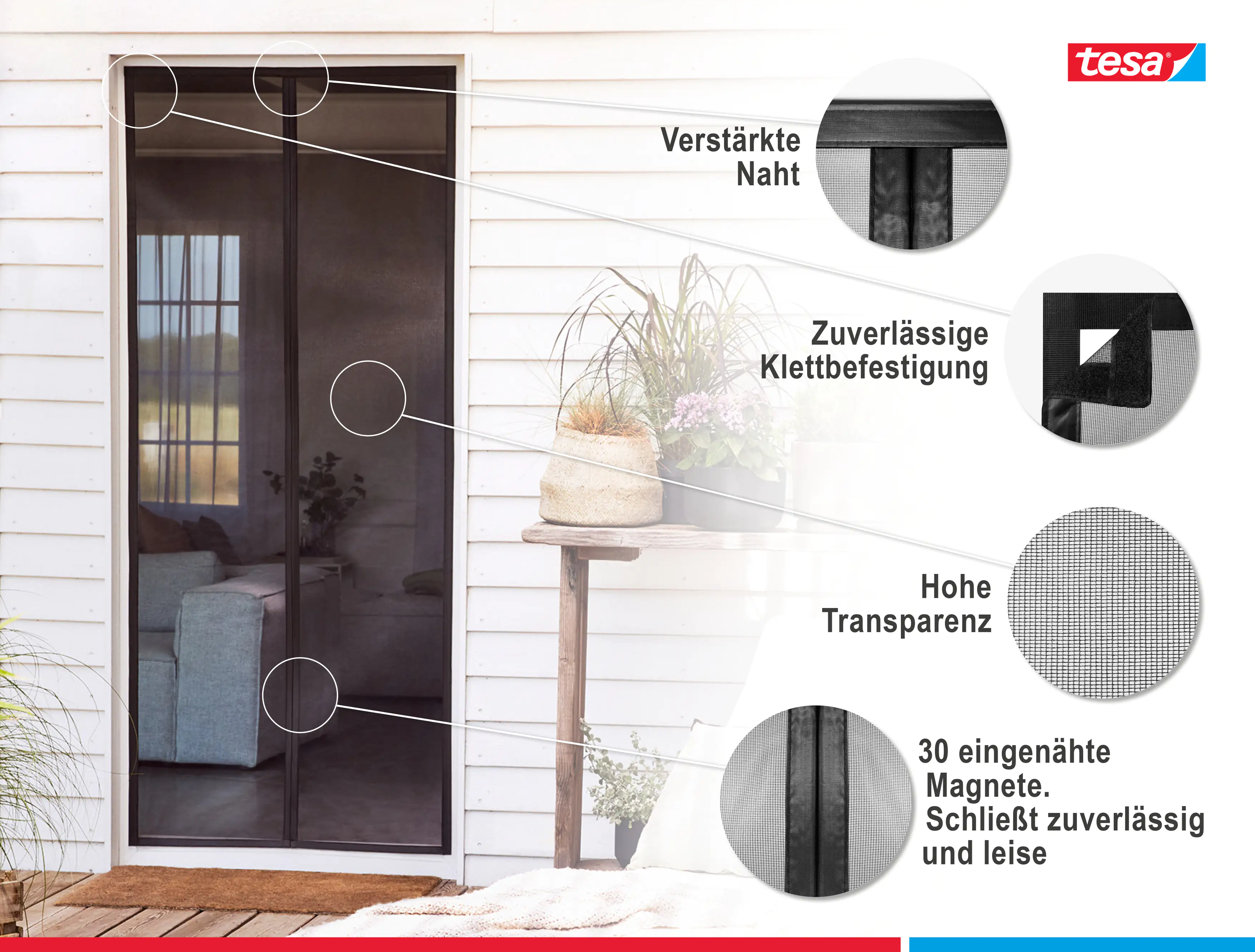 tesa Fliegengitter Magnetvorhang 80 x 200 cm anthrazit