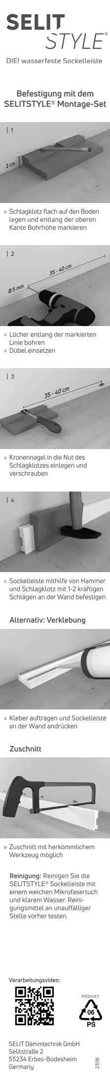 SELITSTYLE Sockelleiste FBL50 200 x 50 x 15 mm wasserfest SELITSTYLE Sockelleiste FBL50 200 x 50 x 15 mm wasserfest
