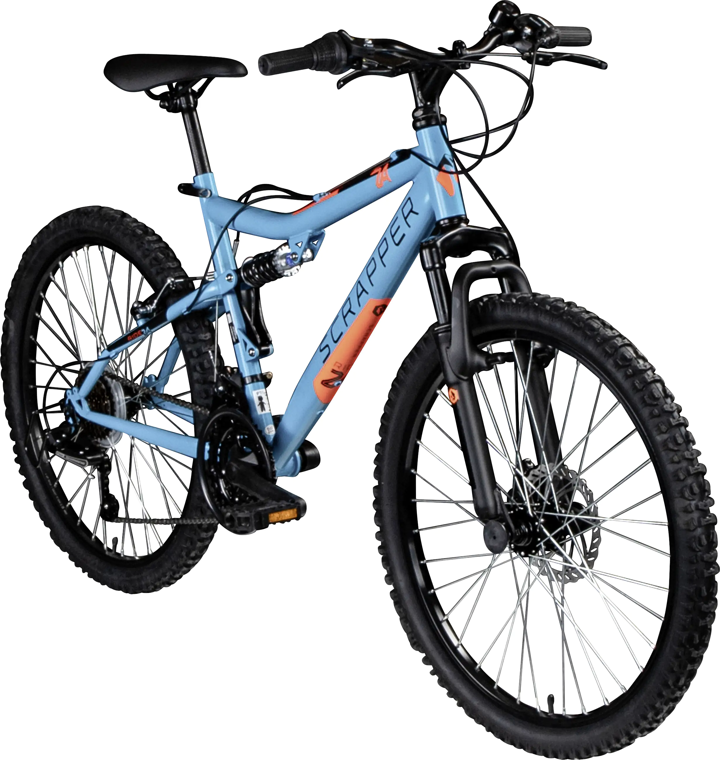 Scrapper Mountainbike RIDE 24 2.1 BT MTB Fully 24 Zoll RH 43cm 18-Gang blau orange