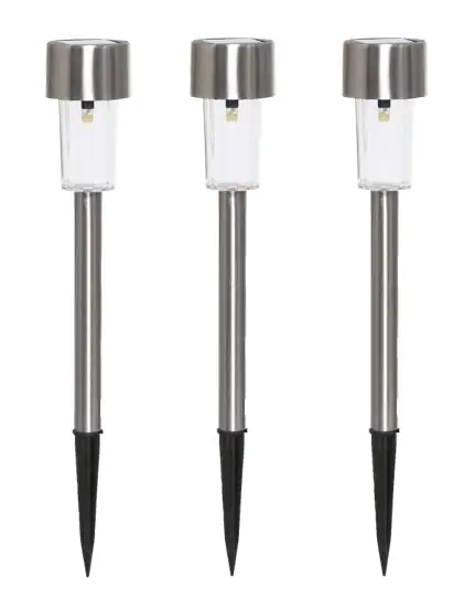 TrendLine LED Solarleuchte 3er Set edelstahl 33 cm neutralweiß TrendLine LED Solarleuchte 3er Set edelstahl 33 cm neutralweiß