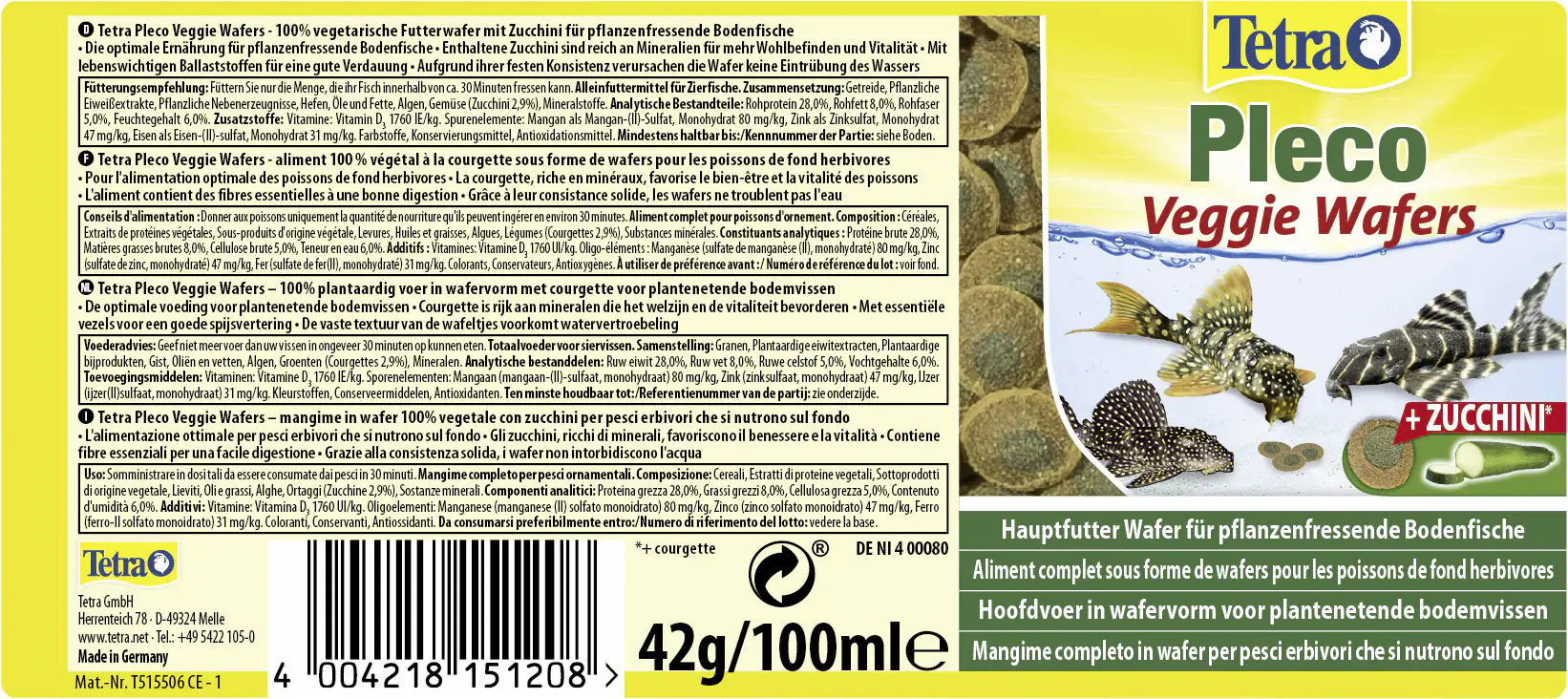 Tetra Pleco Veggie Wafers 100 ml Tetra Pleco Veggie Wafers 100 ml