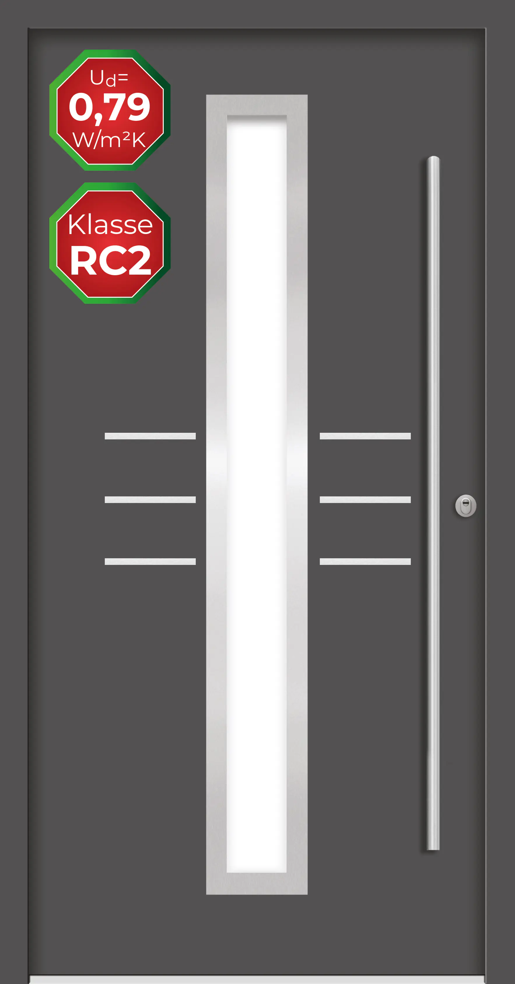 Splendoor Haustür Passivedoor Premium B07 RC2 Anthrazit DIN Rechts 100 x 210 cm