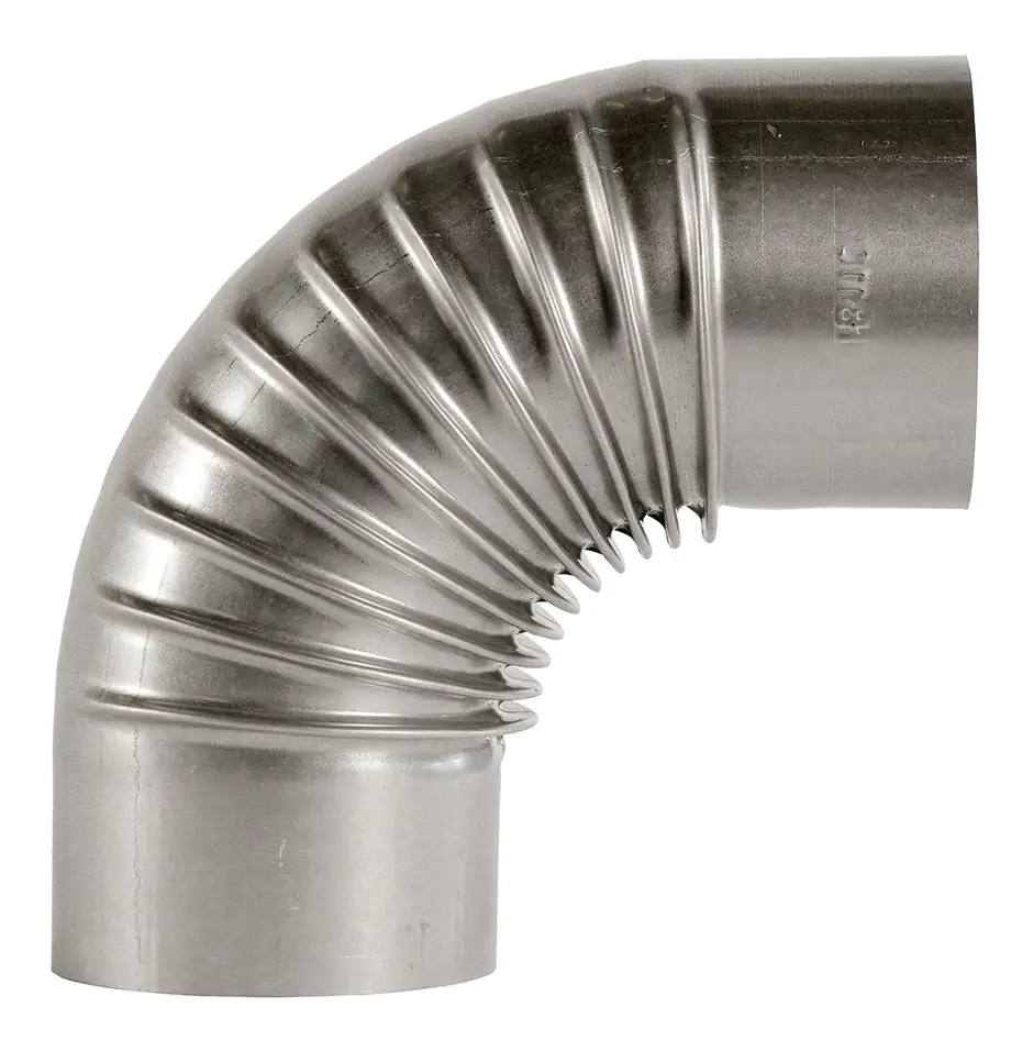 FireFix Ofenrohrbogen 90°, Ø 100 mm, feueraluminiert, gerippt