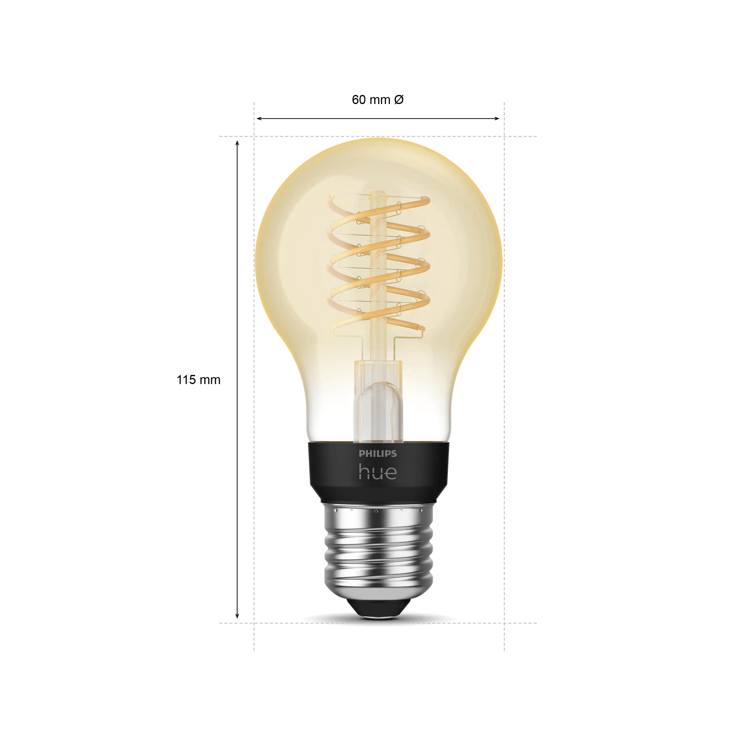 Philips HUE LED-Leuchtmittel Filament Vintage A60 E27 7W warmweiß smart