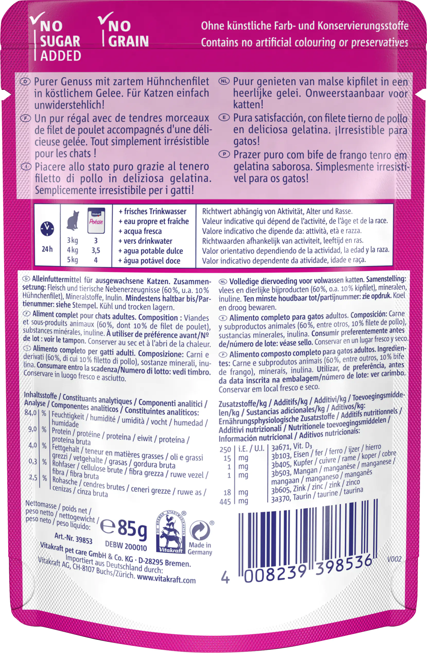 Vitakraft Poésie Katzenfutter Délice Gelée Huhn 85 g Vitakraft Poésie Katzenfutter Délice Gelée Huhn 85 g