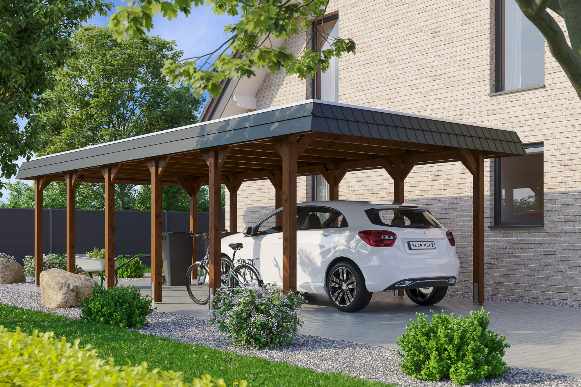SKAN HOLZ Carport Spreewald 396 x 893 cm mit EPDM-Dach