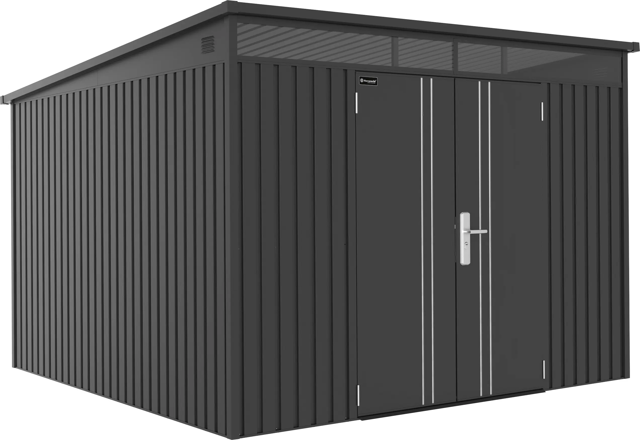 Floraworld Gerätehaus Premium Firstline mit Oberlicht anthrazit 272 x 252 cm