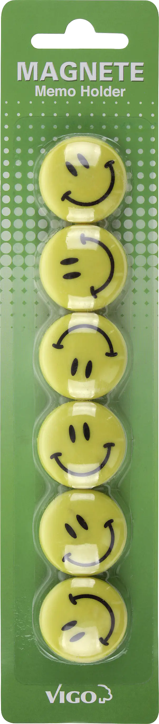 Vigo Magnete für Magnettafeln 6er Pack, Smiley, rund