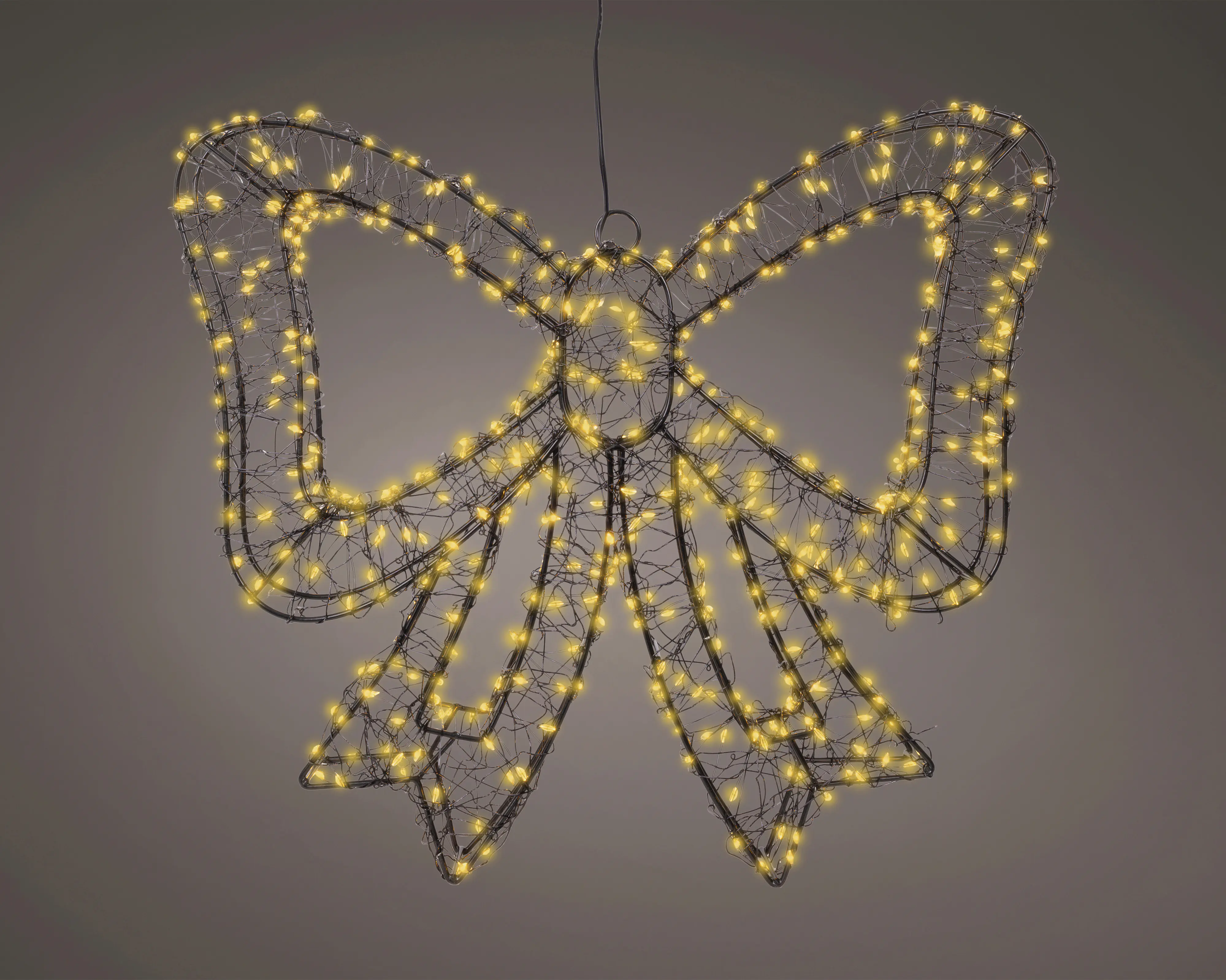 Lumineo LED Schleife mit Timer Metall 38 x 34 cm warmweiß schwarz