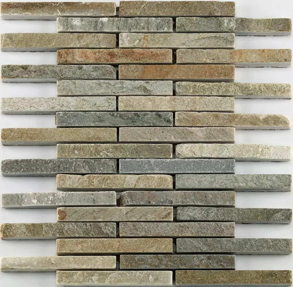 Mosaikfliese Quarzit Stäbchen 25 x 31 cm beige Steinmaß: ca. 12 x 1,5 cm