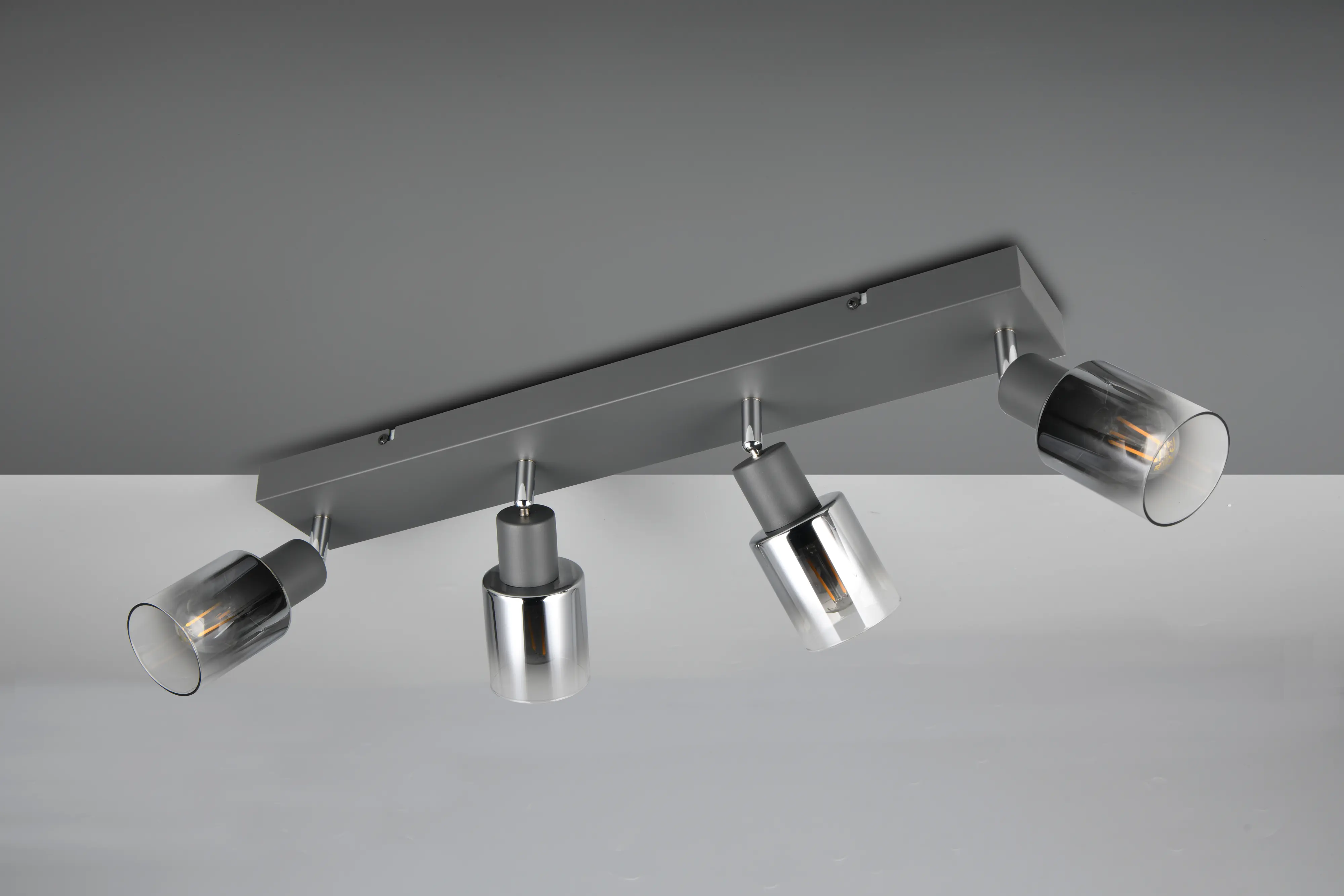 Reality Deckenstrahler 4er Spot Cadiz E14  schwarz Metall Glas