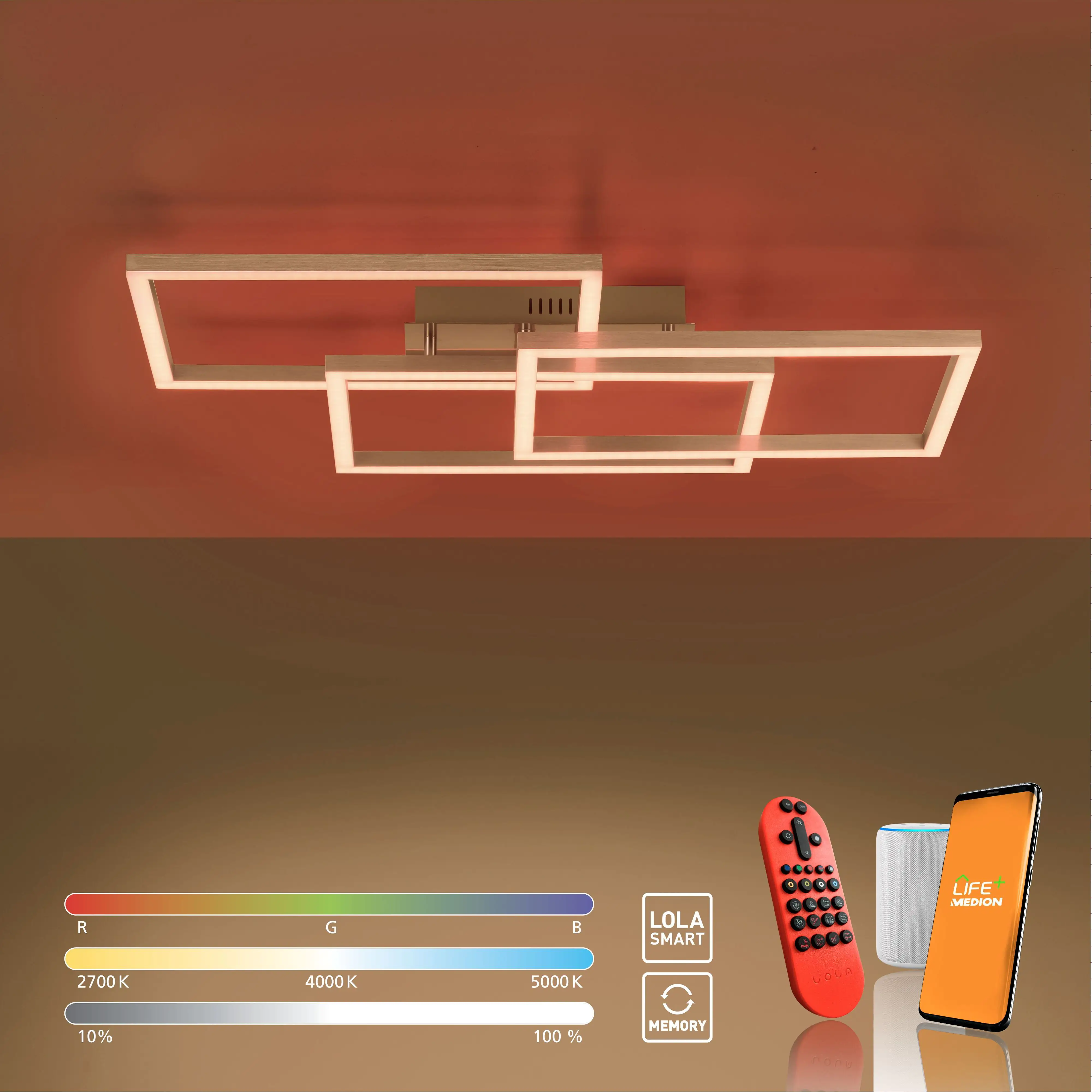 JustLight Lola Smart LED Deckenleuchte Maxi 82 x 50 cm RGBW Smart
