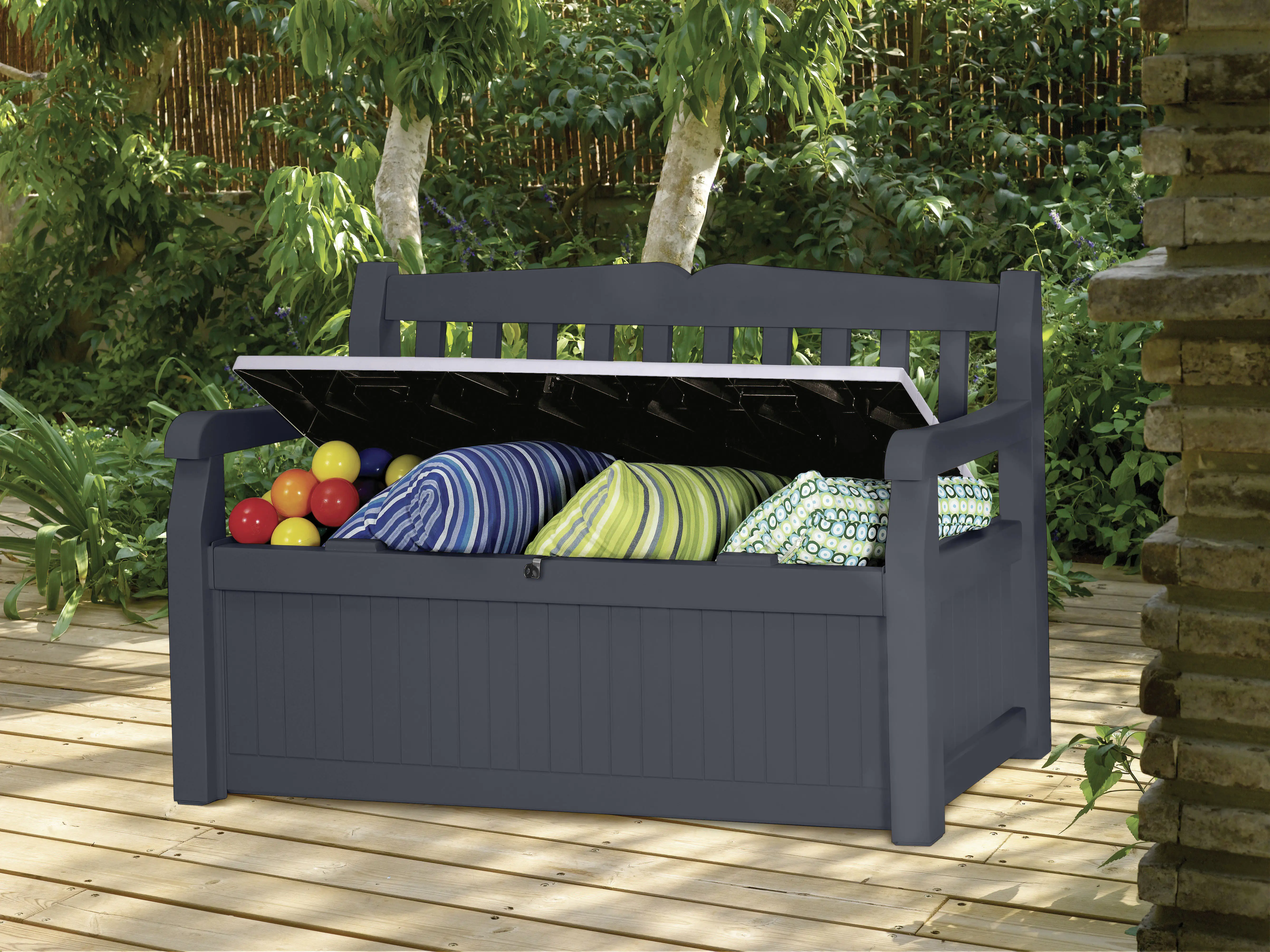 Tepro Gartenbank mit Auflagenbox anthrazit Stauraum 265 L