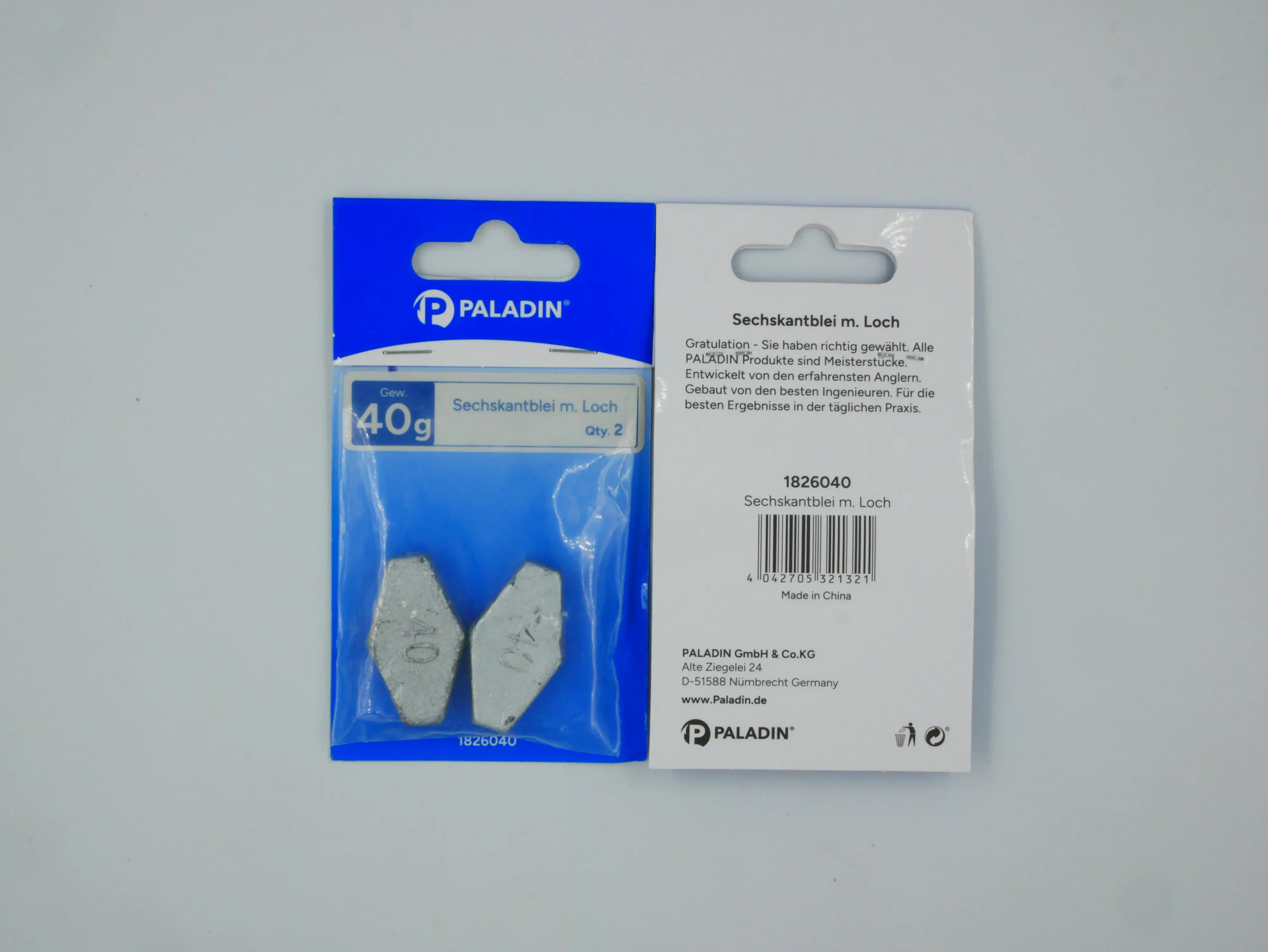 Sechskantblei 40g mit Loch 40 g