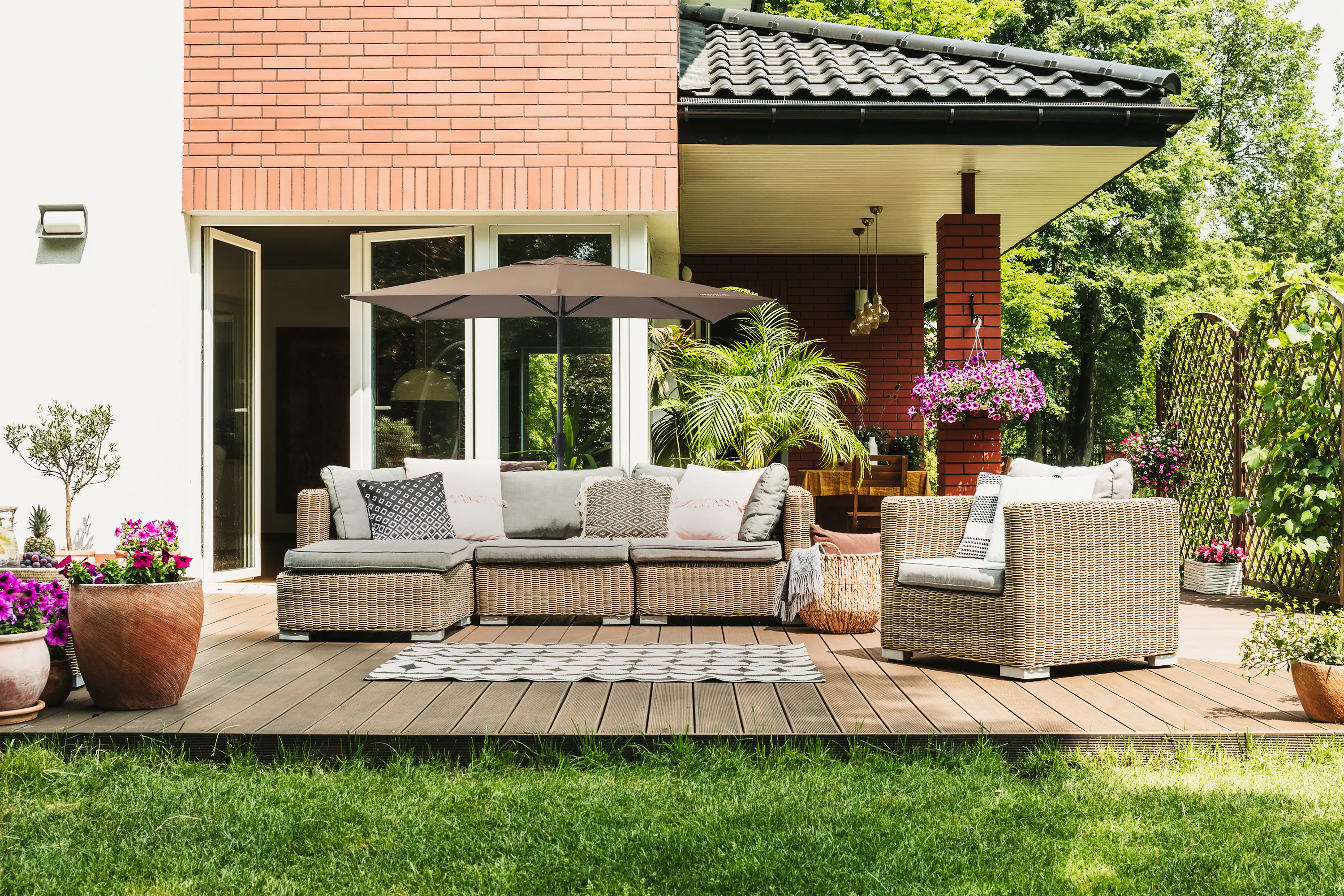 Primaster Sonnenschirm Florenz taupe 140 x 210 cm 